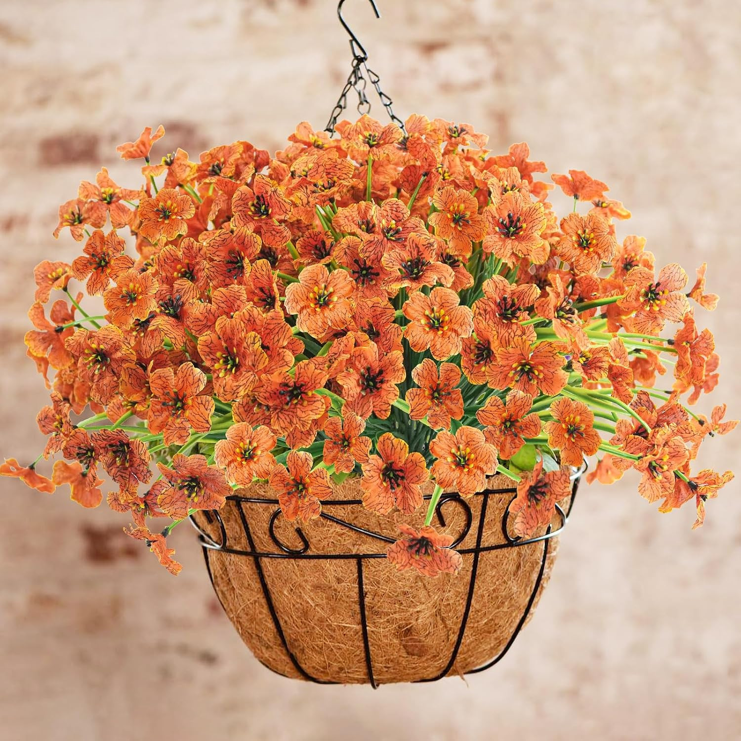 72 UV Resistant Faux Fall Flowers for Outdoor Garden Décor – Orange
