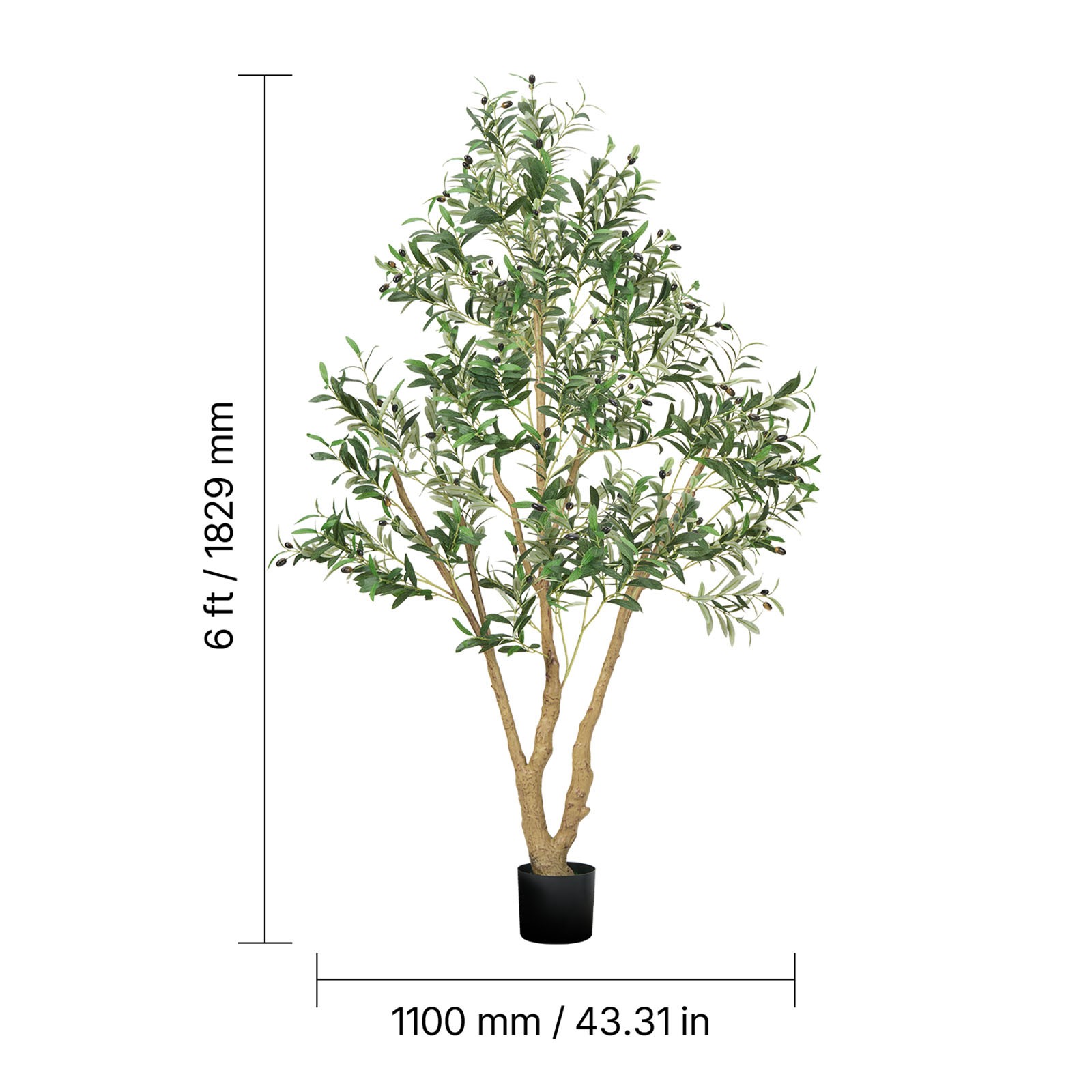 Uimoso Artificial Olive Tree 6ft Tall Faux Silk Plant Potted Indoor Home Decor