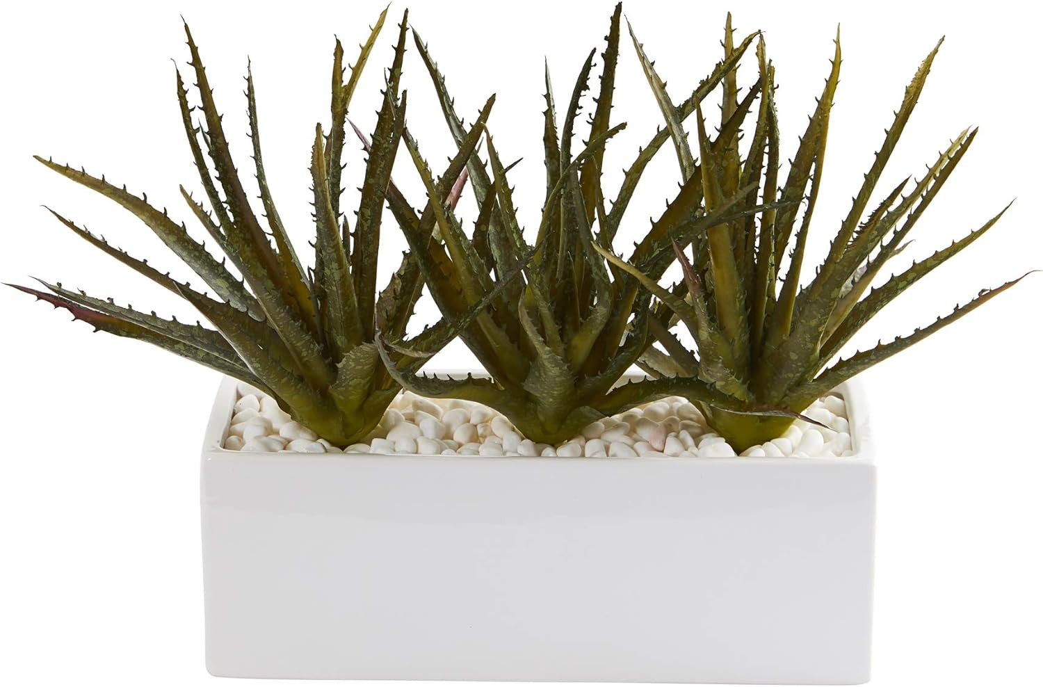 Mini Aloe Succulent in White Planter – 11In. Artificial Plant Decor