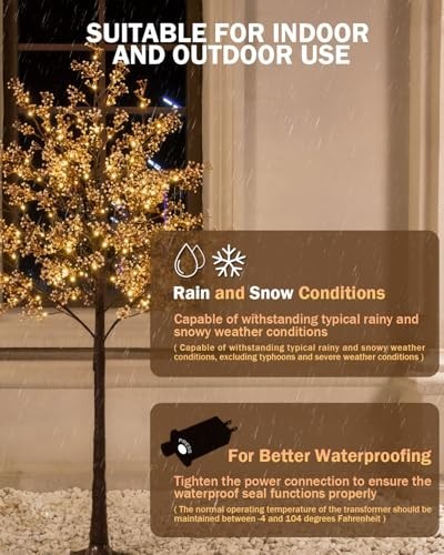 5ft Lighted Baby’s Breath Tree, 128 Dimmable Warm White LED Lights, Indoor/Outdo