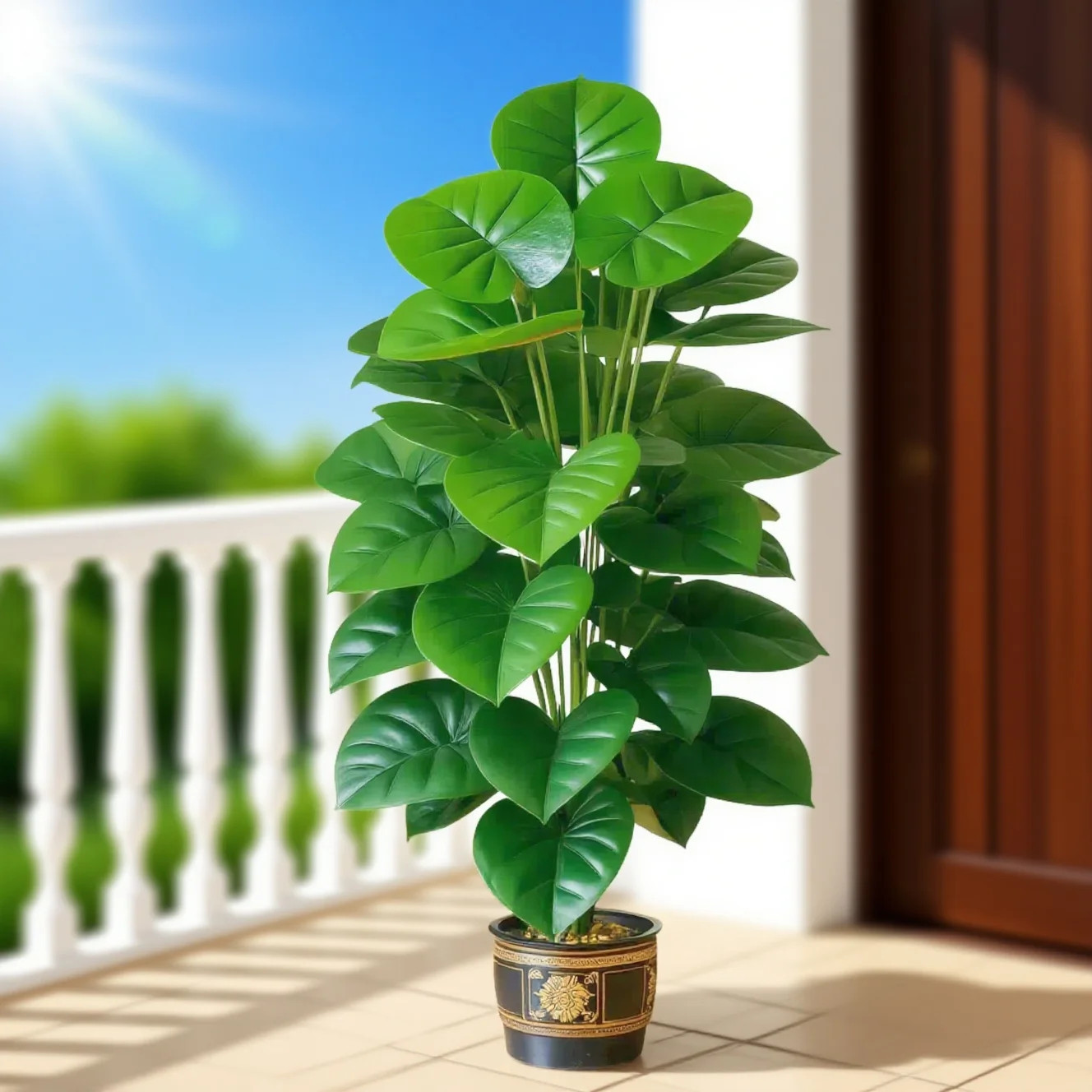 Large Artificial Pothos Plant With 24 Leaves Tall Faux Greenery In Pot Decor NEW