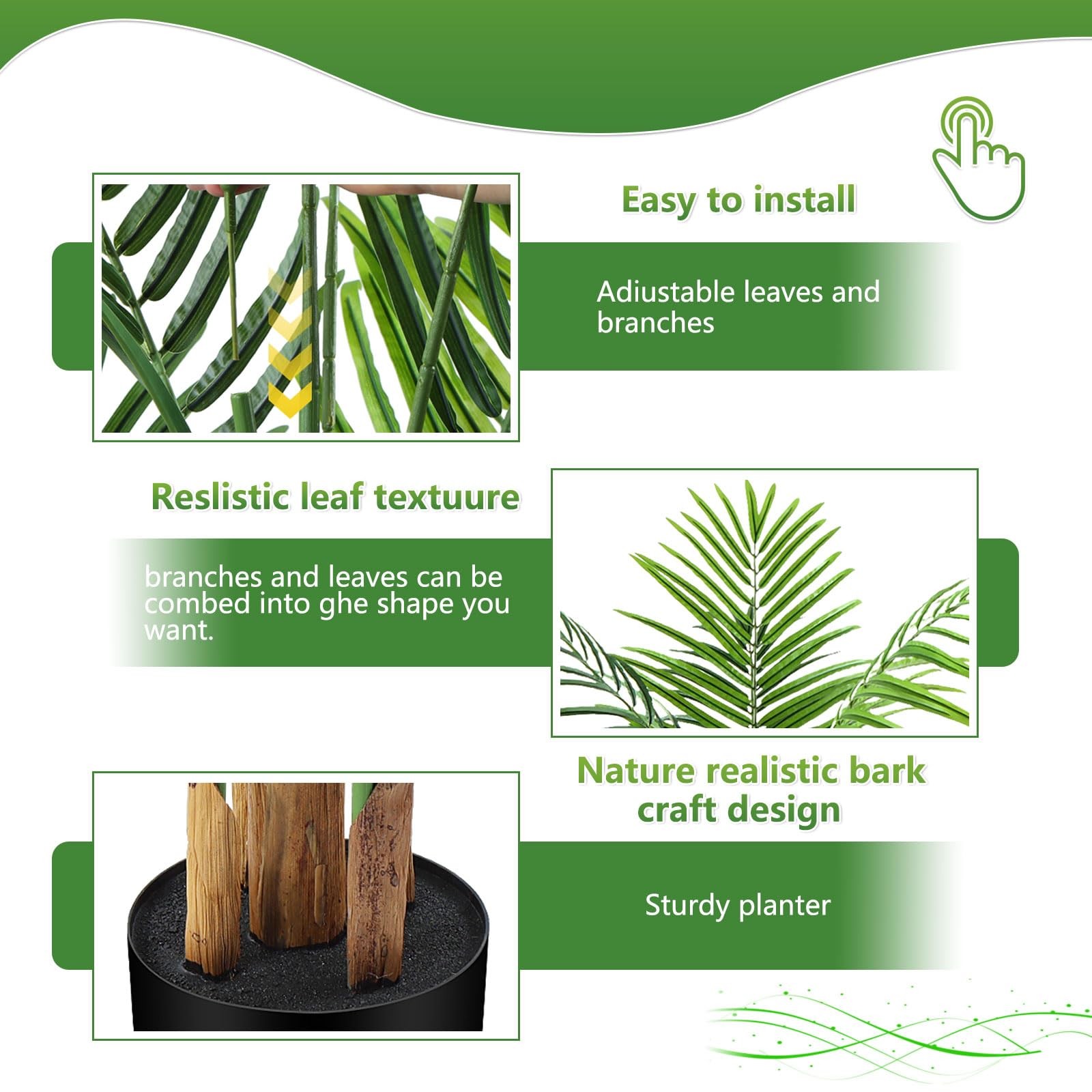 6ft Artificial Palm Tree Indoor, Large Fake Tropical Areca Palm with 18 Trunk…