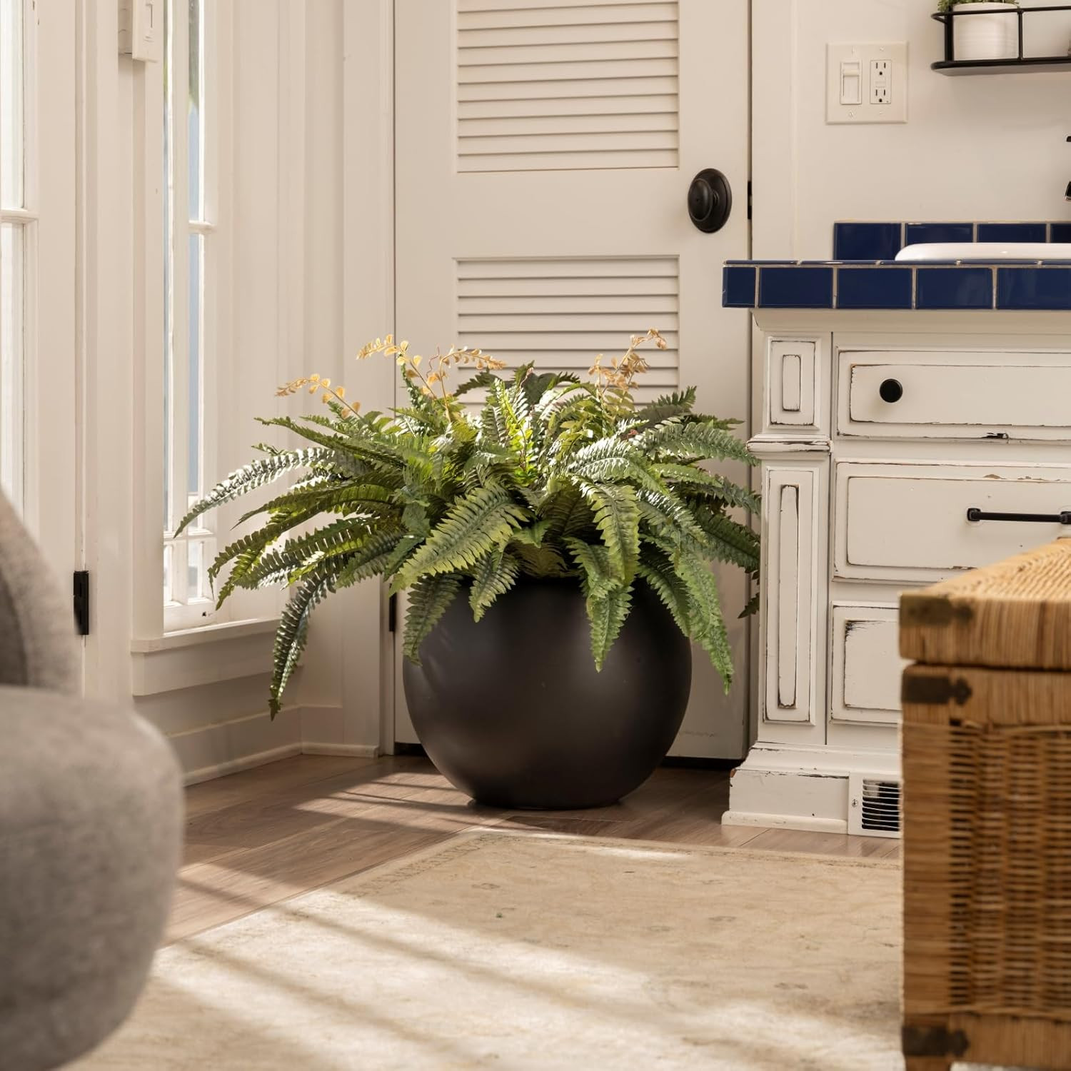 50″ Large Fake Ferns – Set of 2 Realistic Boston Ferns for Indoor/Outdoor
