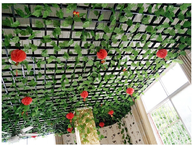 2.3m green silk artificial fake Hanging garland ivy leaf plants vine home decor