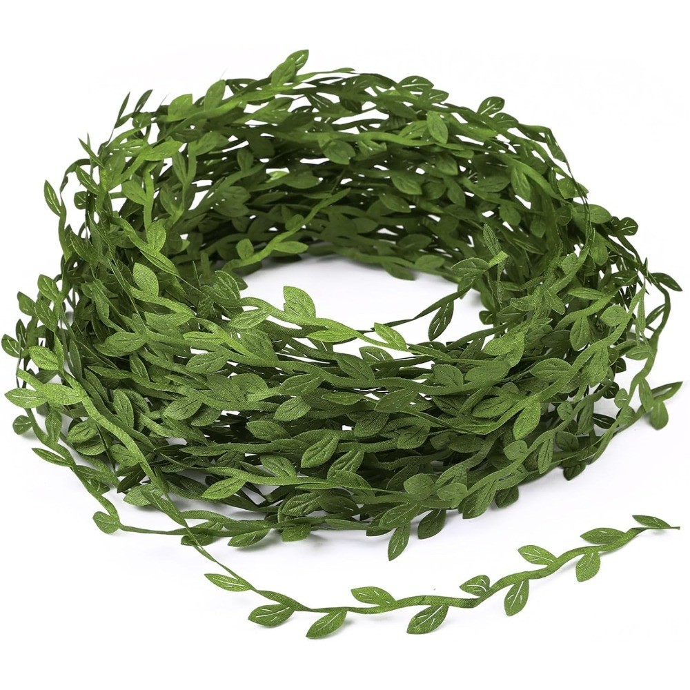 65 Ft Vine Ribbon, Floral Decorations Green Leaf Ribbon Decorative Fake Hanging