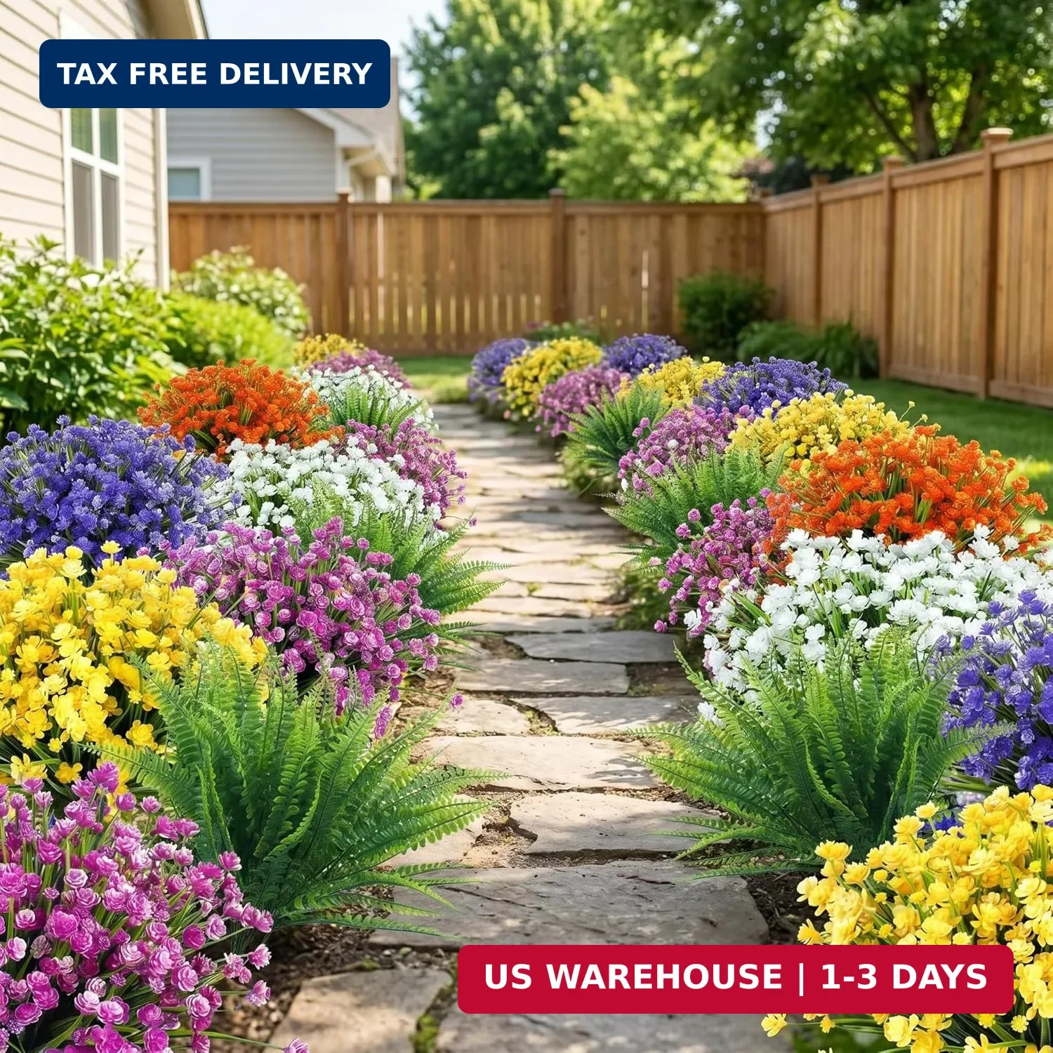 Ouddy Decor 12 Bundles Artificial Flowers for Outdoors UV Resistant Fake Plastic