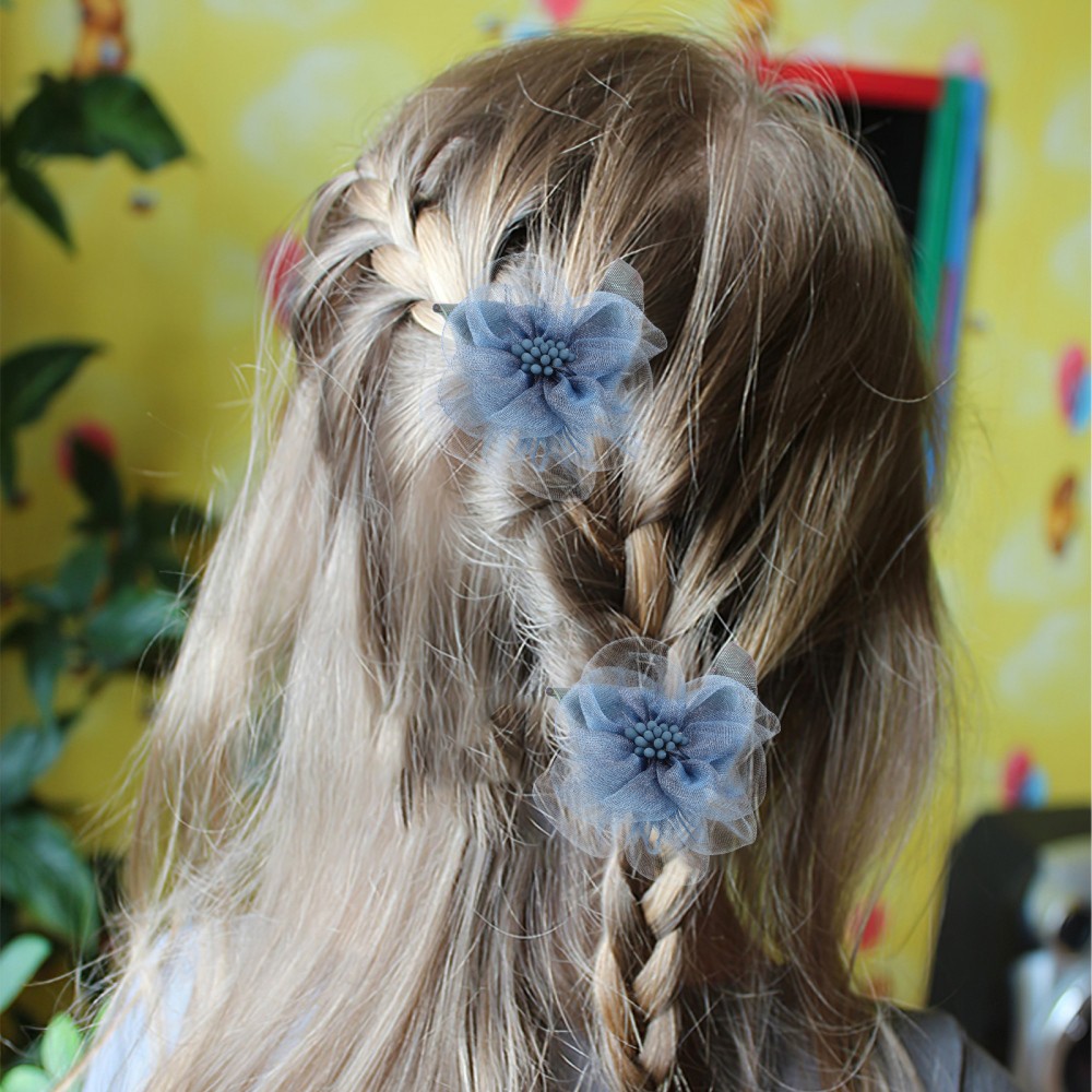 10 Pcs Handmade Flower Accessories Artificial Head Mesh Flowers Decorative