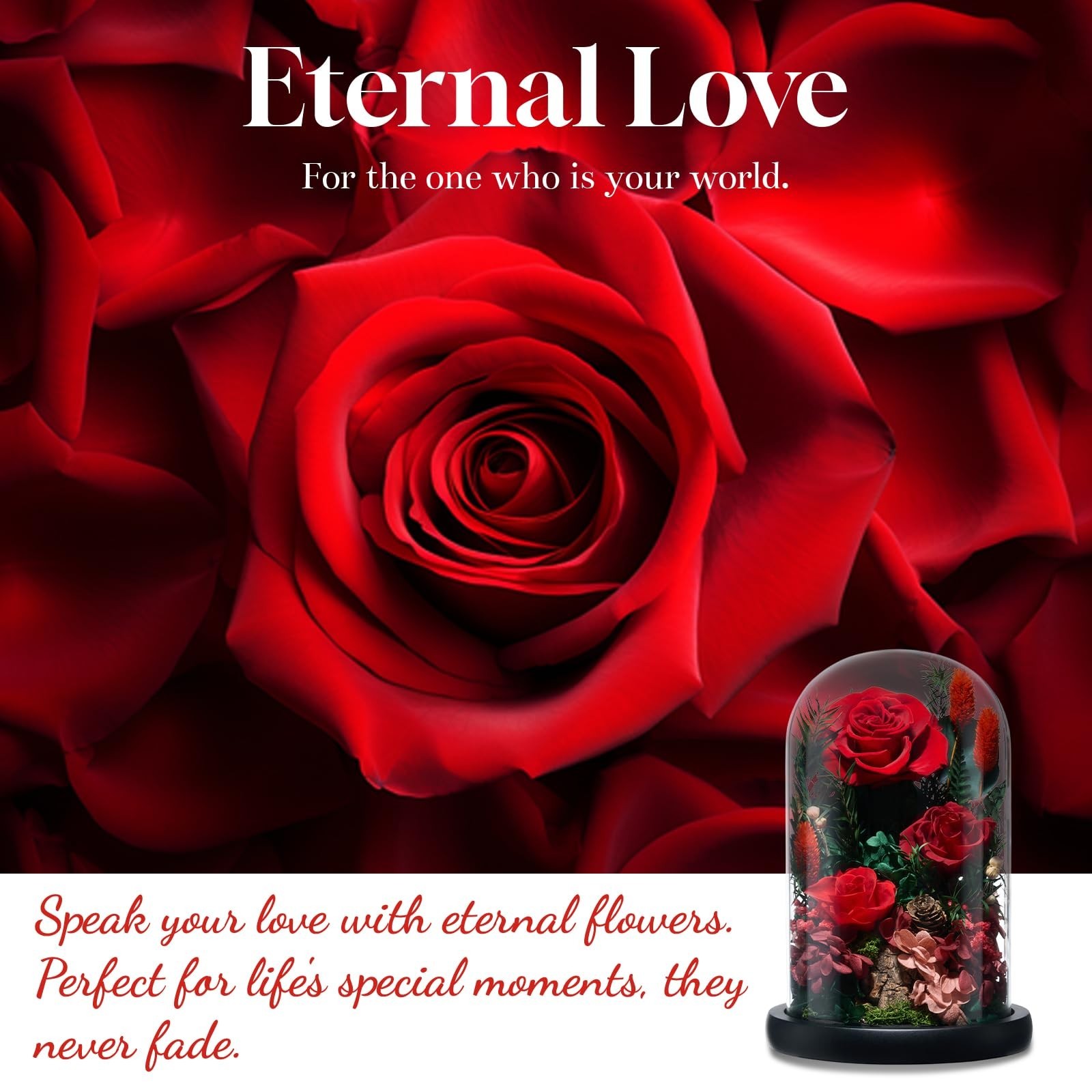 Forever Fresh Preserved Roses – 7.48in Floral Gift for Women, Mom, Wife, Birthda