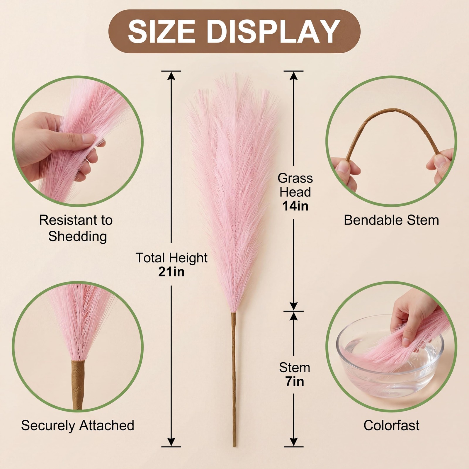72 Pcs Pink Pampas Grass Decor for Wedding Bridal Shower DIY 21.7 Inches Faux…
