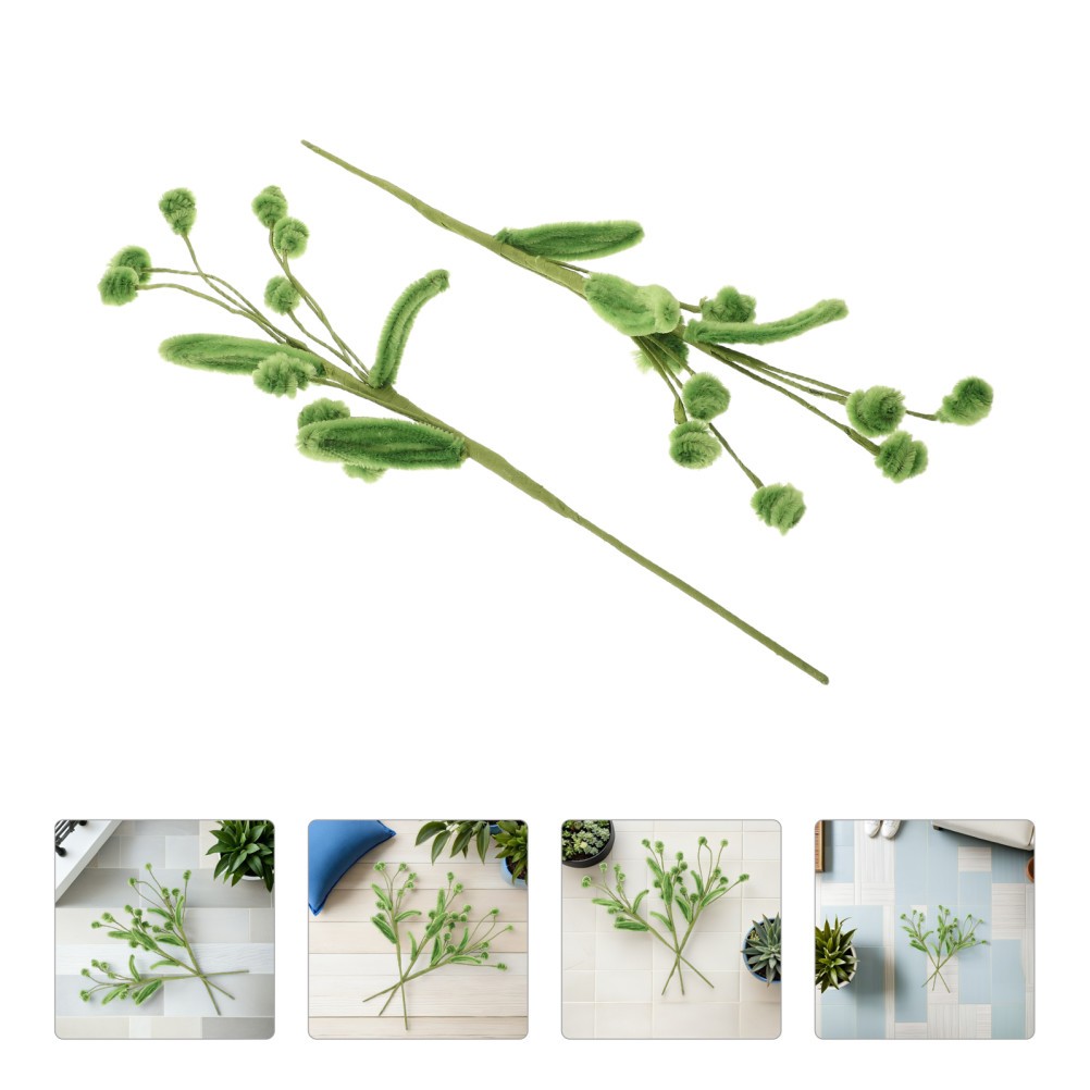 3Pcs Green Chenille Stems Crafts Pipe Cleaners Crochet Flowers Bouquet