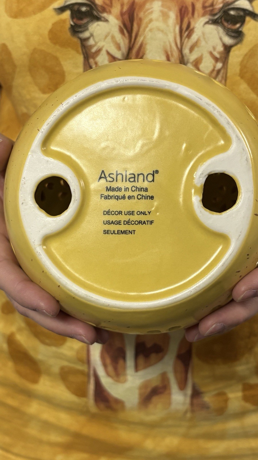 Ashland Yellow Ceramic Egg, Floral Cutout Decorative Egg