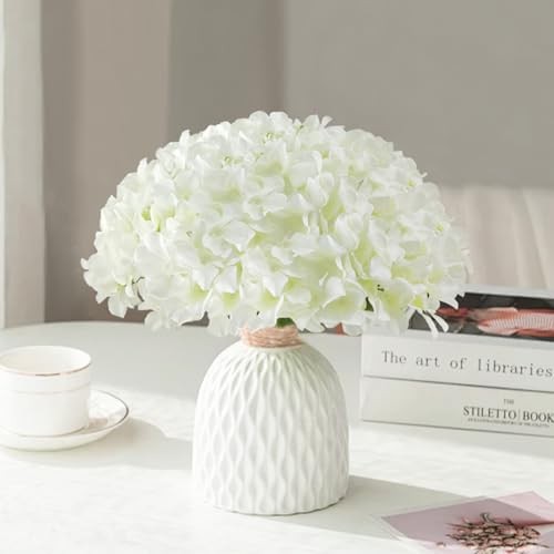 Artificial Hydrangea Flowers Bulk 100 Pcs White Silk