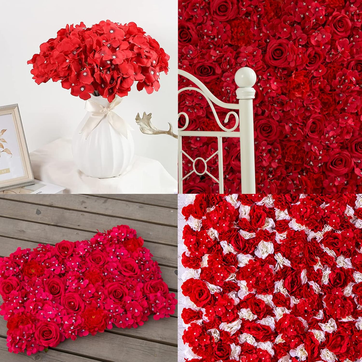 Fagushome Silk Hydrangea Heads 36 Pcs Artificial Flowers Heads and 3 Dozens Stem