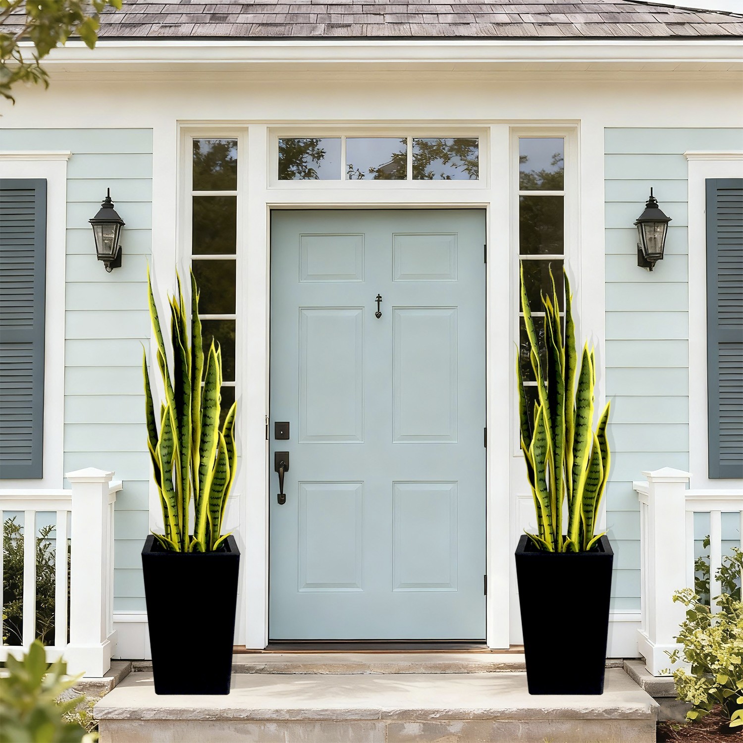 3.8ft Artificial Yellow Sansevieria Black Pot