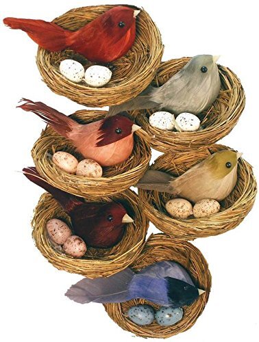 Package of 12 Assorted Color 3″ Feathered Nesting Artificial Chickadee Birds