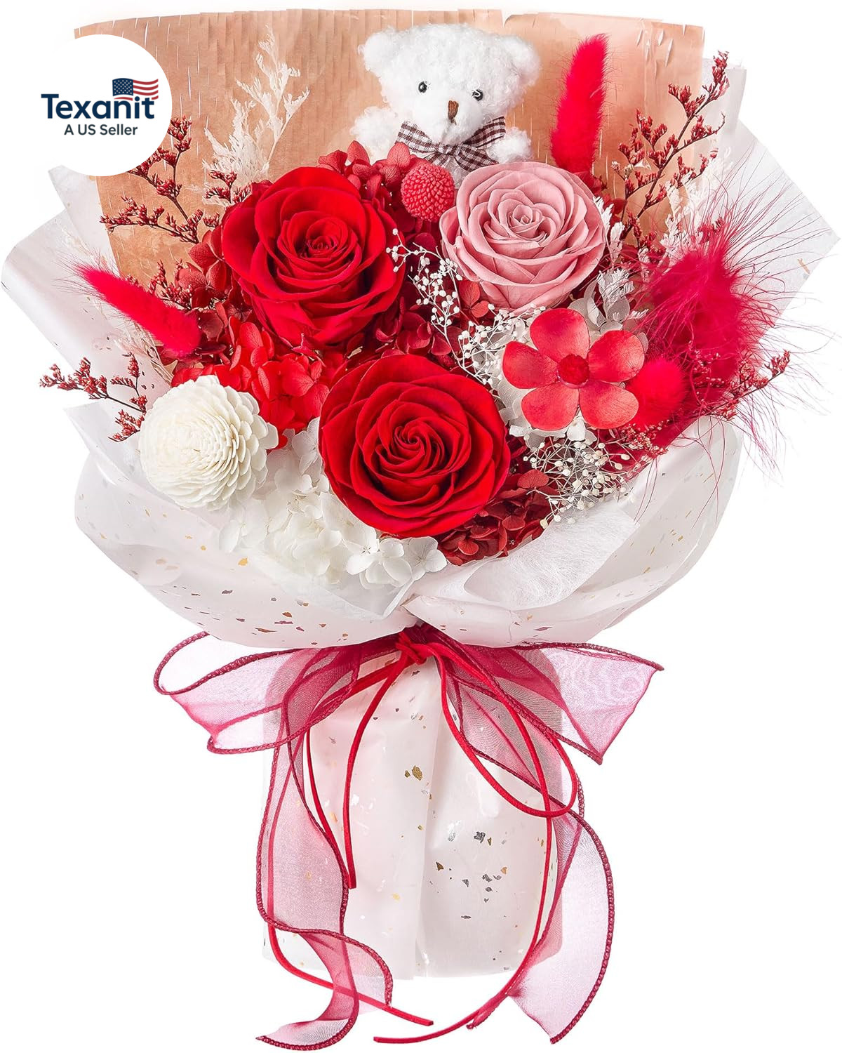 Forever Flower Bouquet Flowers for Delivery Prime Preserved Roses with Bear Gift