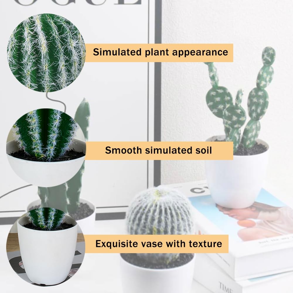 Artificial Cactus Faux Plant,Lifelike Small Fake Plants Succulents Plant,Pott…