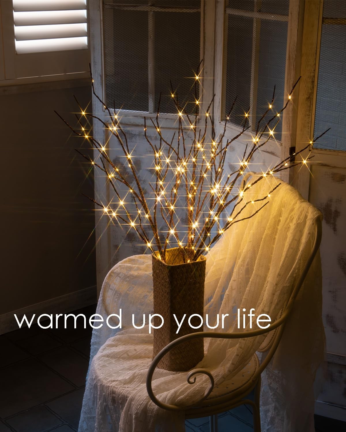 Lighted Branches for Vase 32in Tall 150 LED Plug in Brown Artificial Willow