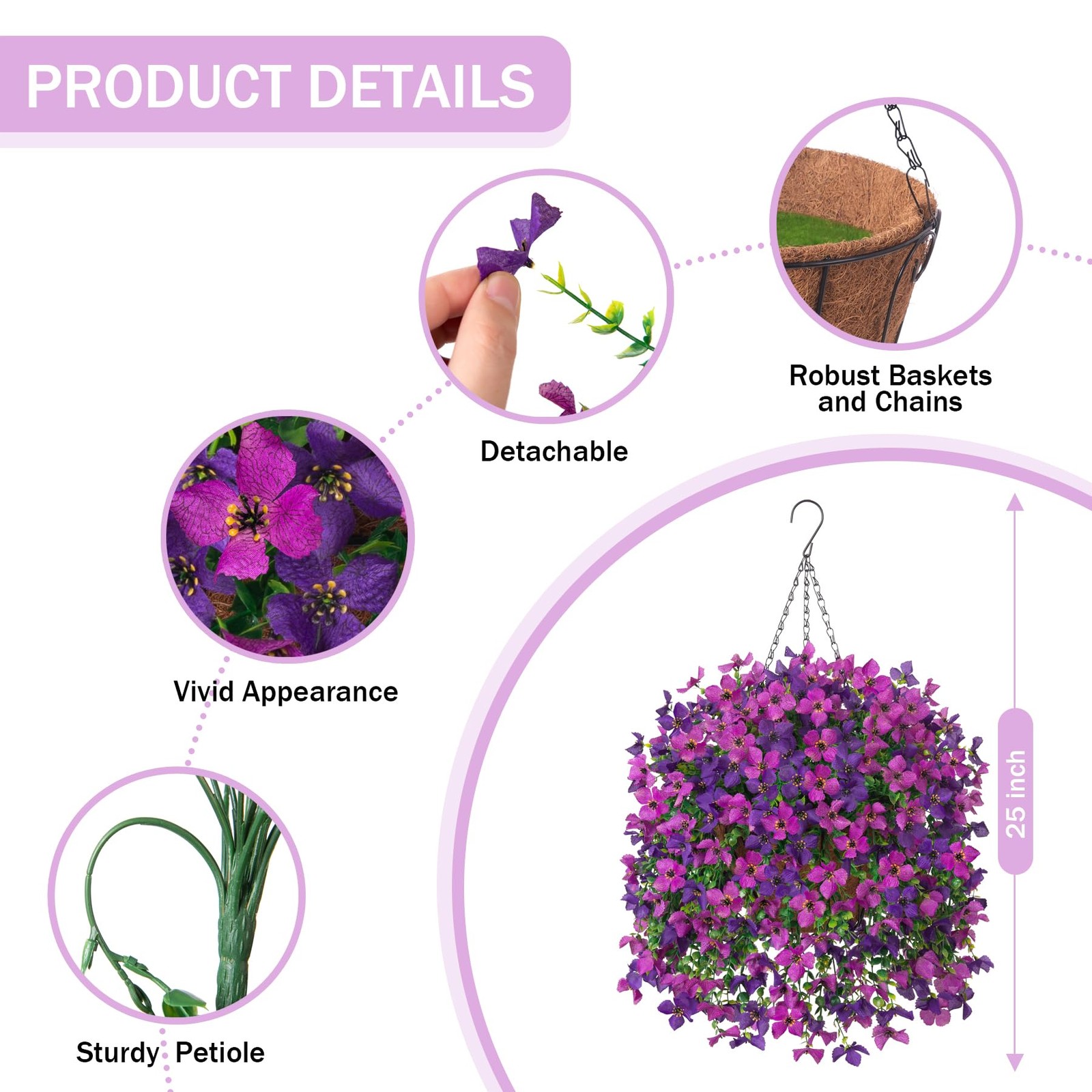 INXUGAO Artificial Hanging Flowers Plants with Basket for Outdoors, Realistic…