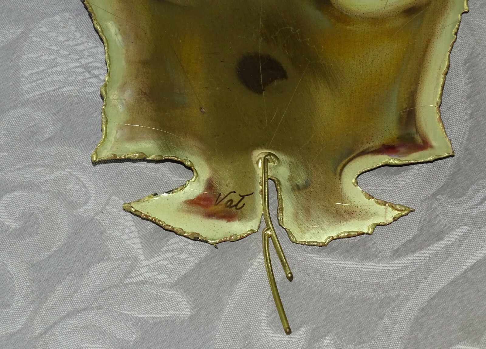 Handmade Maple Leaf Metal Bronze Gold Color Hanging Wall Decor, Signed Vat – NEW