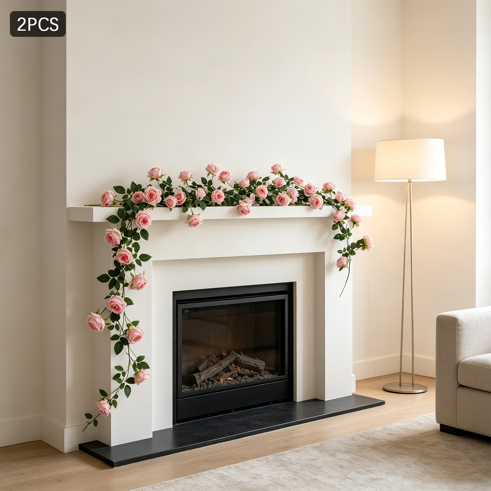 2PCS 74.8in Length Bendable Simulated Rose Vine For Wedding Arches Or Parties