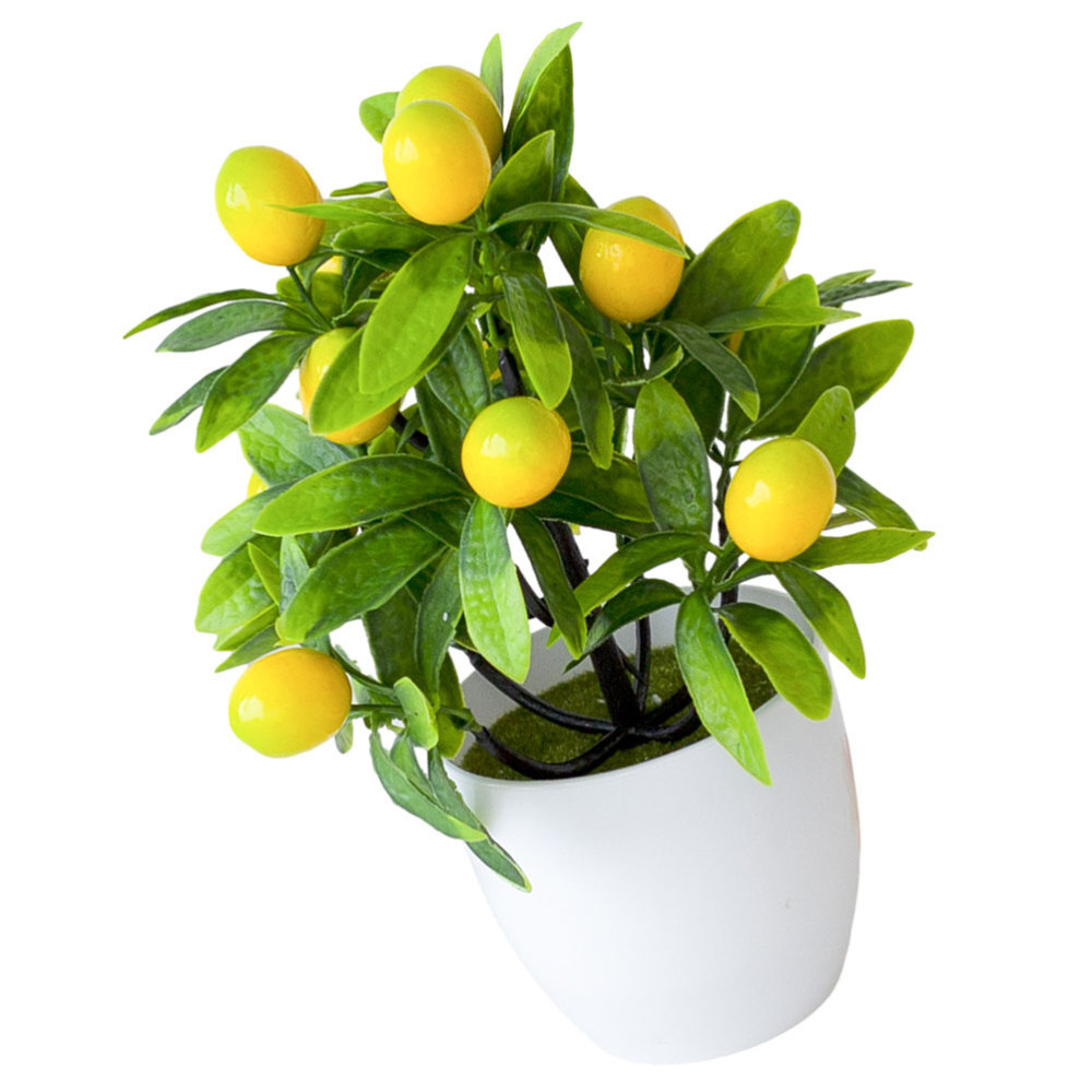Potted Faux Tree Artificial Lemon Plant Practical Fake Plant Desktop Greenery