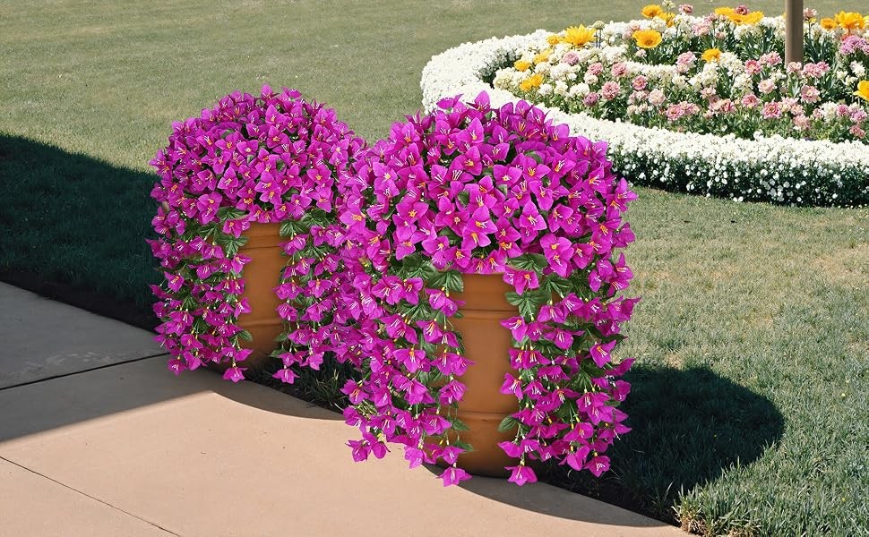 Artificial Bougainvillea Flowers for Outdoors, 2 Pcs, Fuchsia | Faux silk