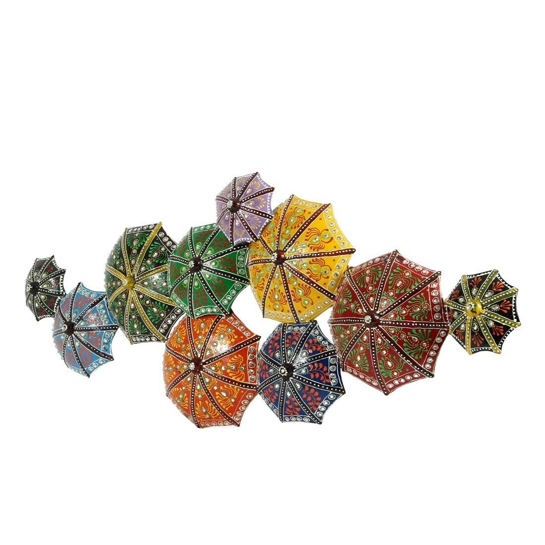 Handicrafts Paradise Wrought Iron Umbrella Wall Decor (Multicolour, 32 x 13 Inch