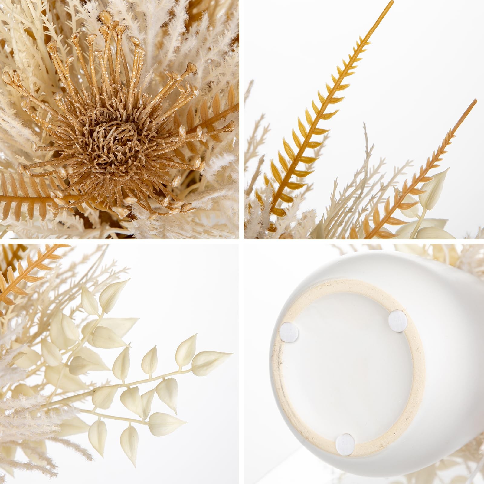 Hollyone Faux Pampas Grass with Vase, Artificial Pampas Grass Flowers Bouquet…