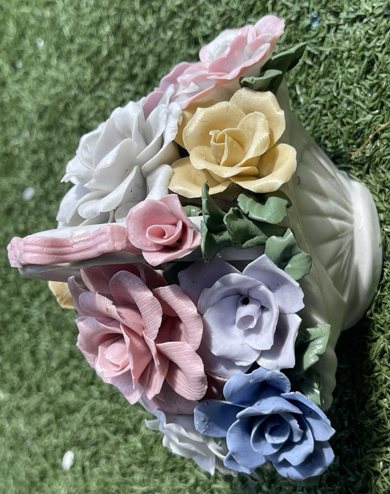 Vintage Porcelain Flower Bouquet Arrangement Multicolor 6.5” Made in China