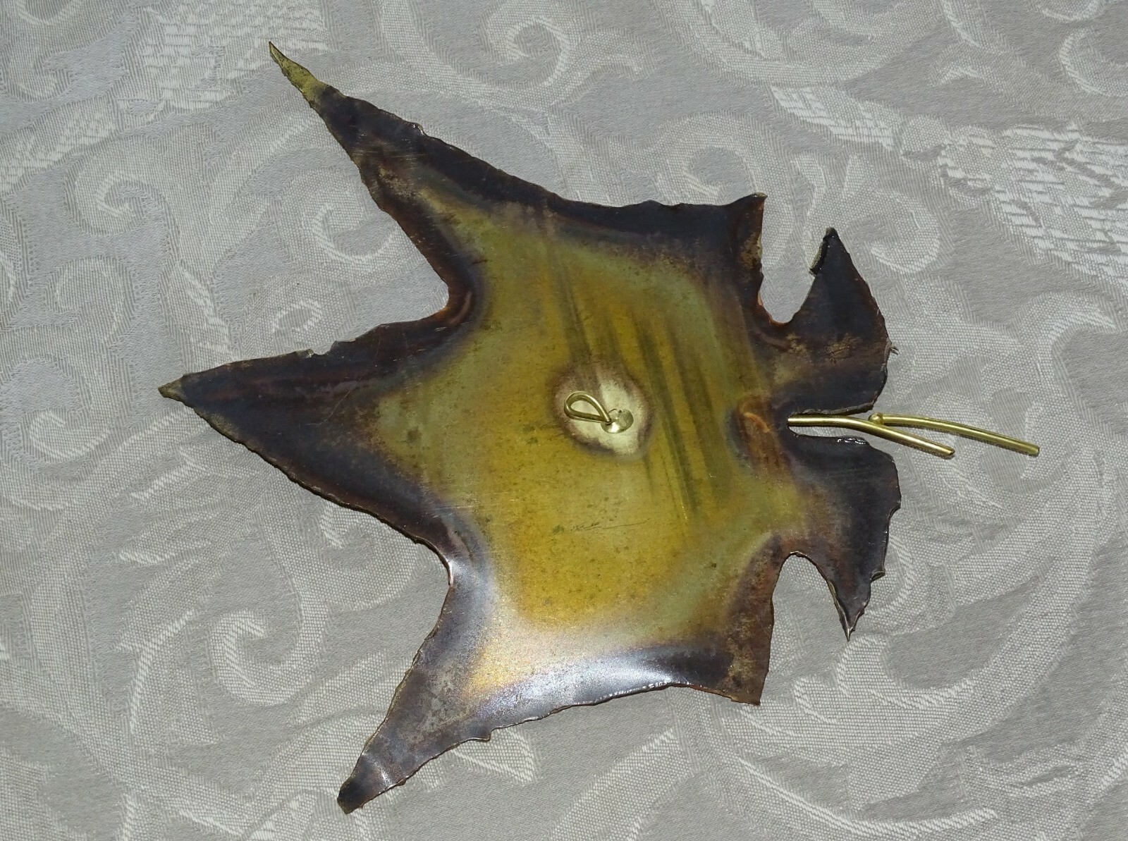 Handmade Maple Leaf Metal Bronze Gold Color Hanging Wall Decor, Signed Vat – NEW