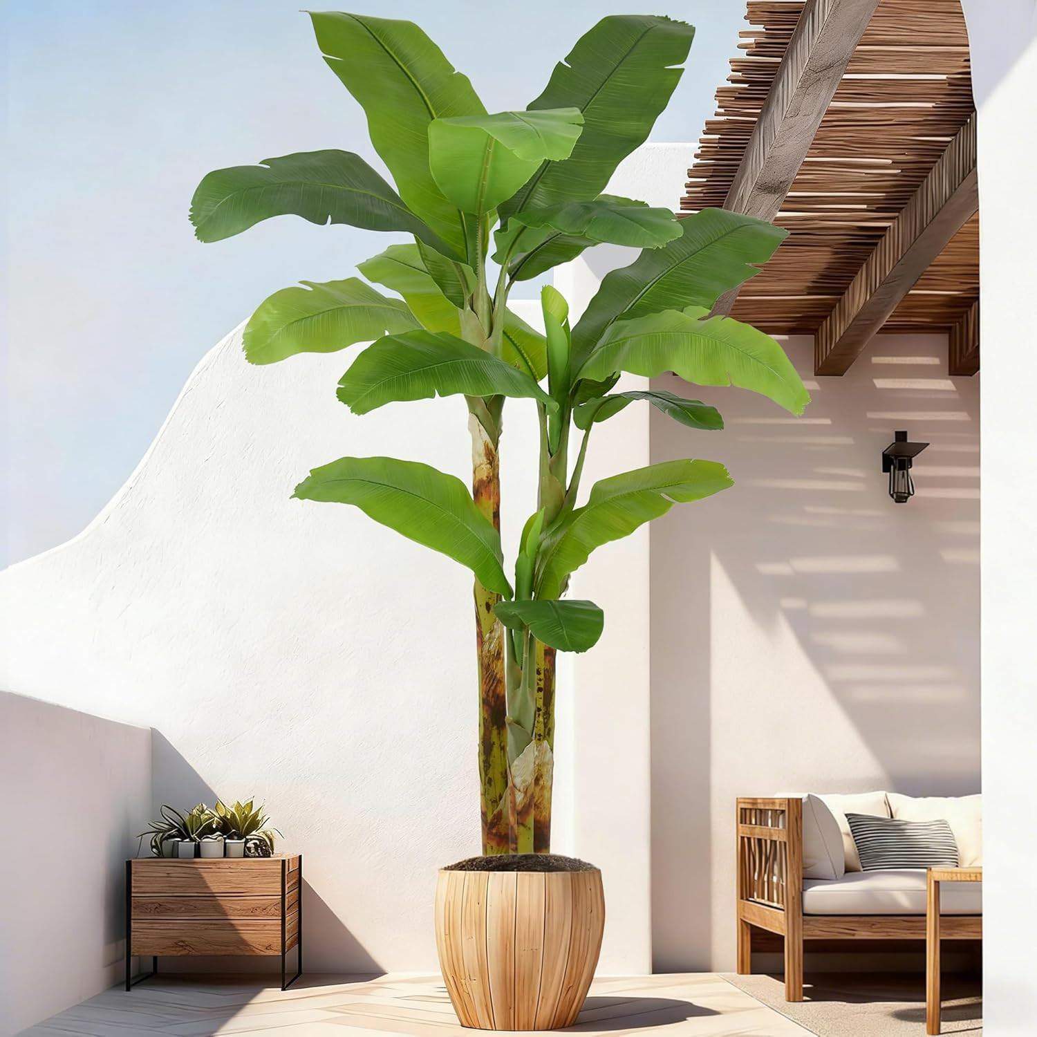 Lifelike 8FT Artificial Banana Tree with 18 Leaves for Home & Office Decor