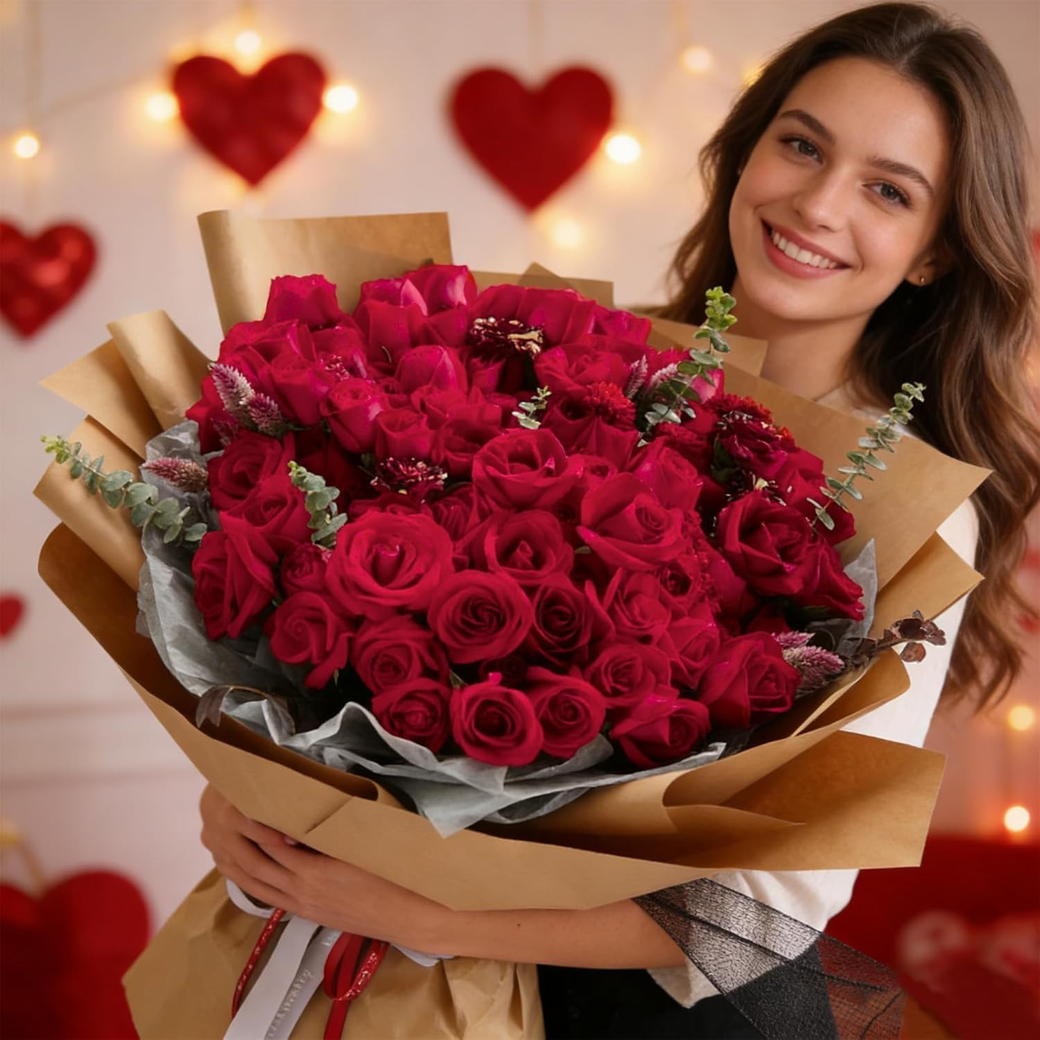 100 Pcs Red Fake Roses Bulk Artificial Flowers, Artificial Velvet Silk Roses Bou