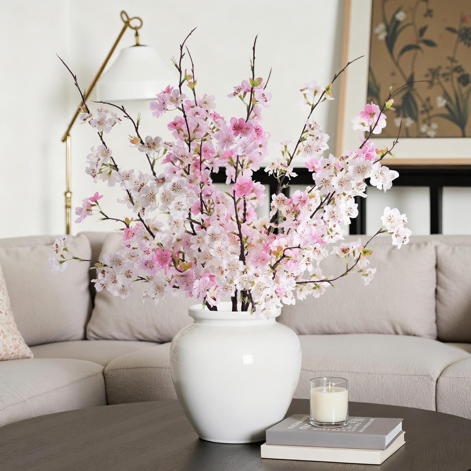 ENALGRE Artificial Cherry Blossom Branches 27.6In Silk Cherry Blossom Branche…