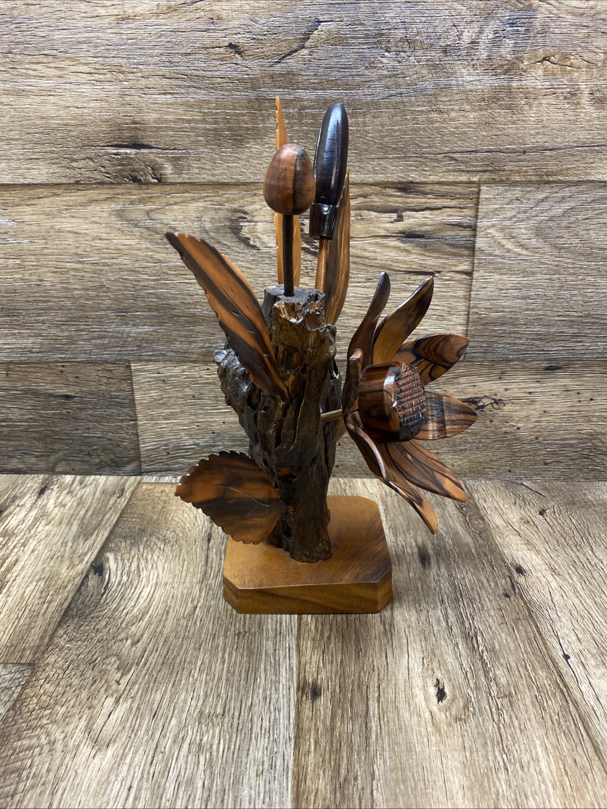 Wood Flower Arrangements Carved Hardwood Decor