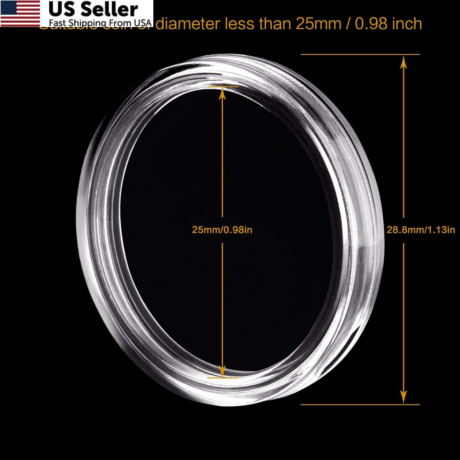 Eeoyu 100 Pieces 25 mm Coin Capsules Holder 16.5x 10.5×3.2 cm, transparent