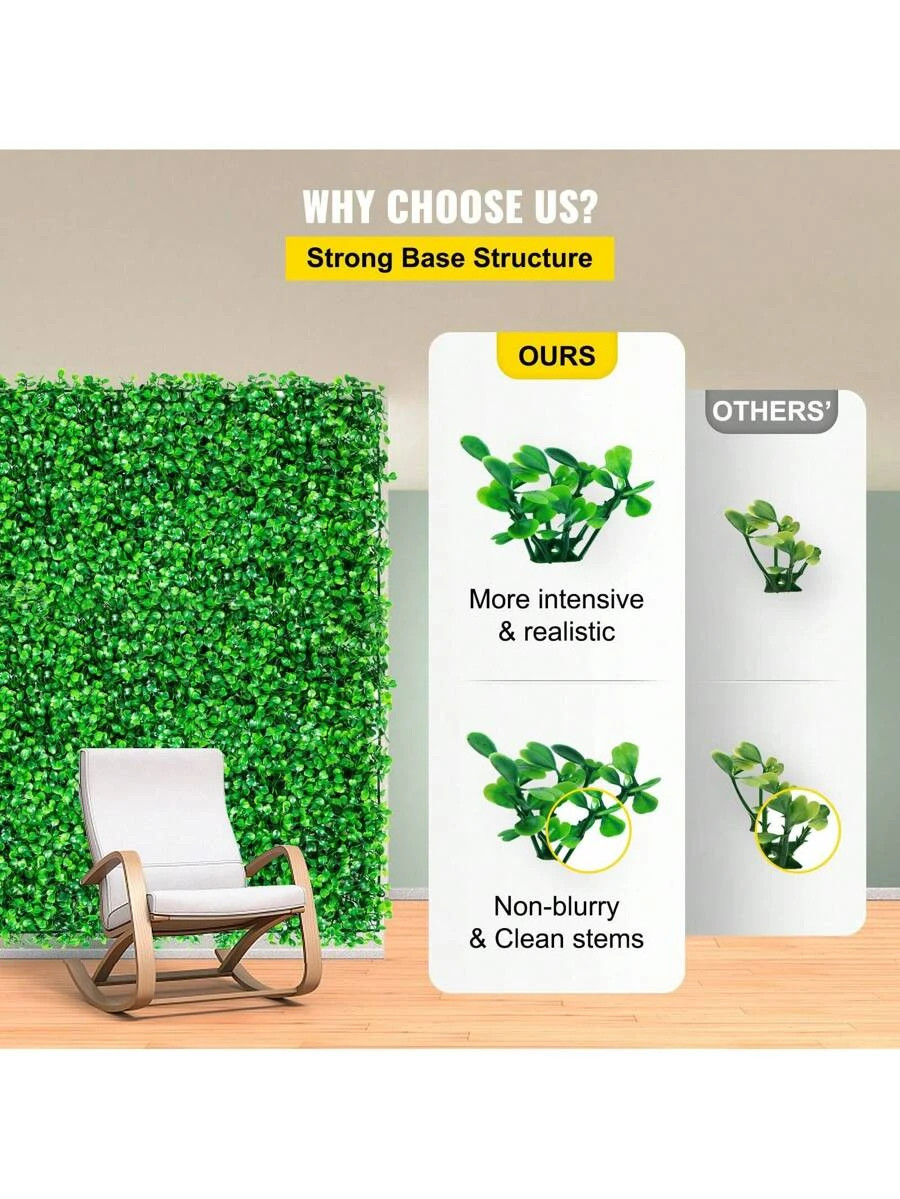 48pcs 10X10in Artificial Boxwood Panel UV Hedge Wall Fake Grass