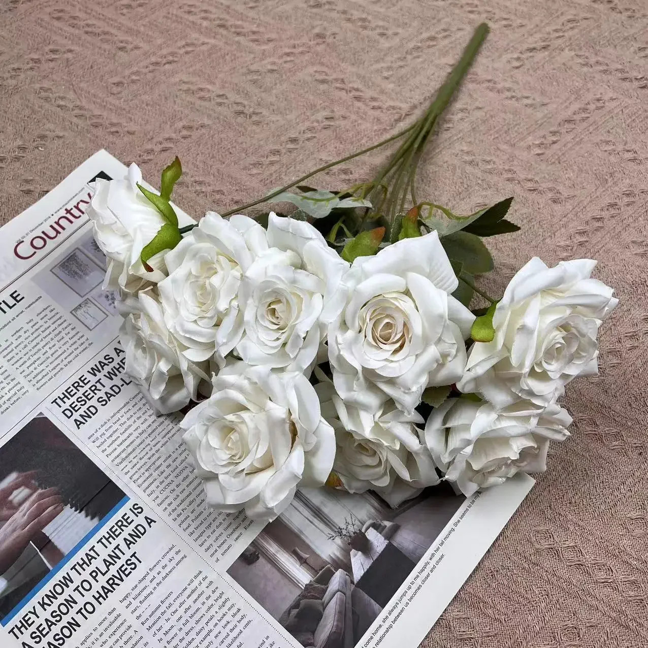 9 Head Diamond Roses European Artificial Flowers Home Wedding Rose Wedding Hotel