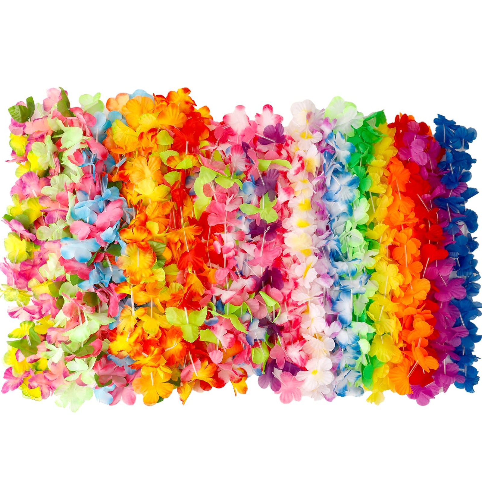 Hawaiian Leis for Luau Party Decorations 24PCS Hawaiian Leis Bulk Colorful Ha…