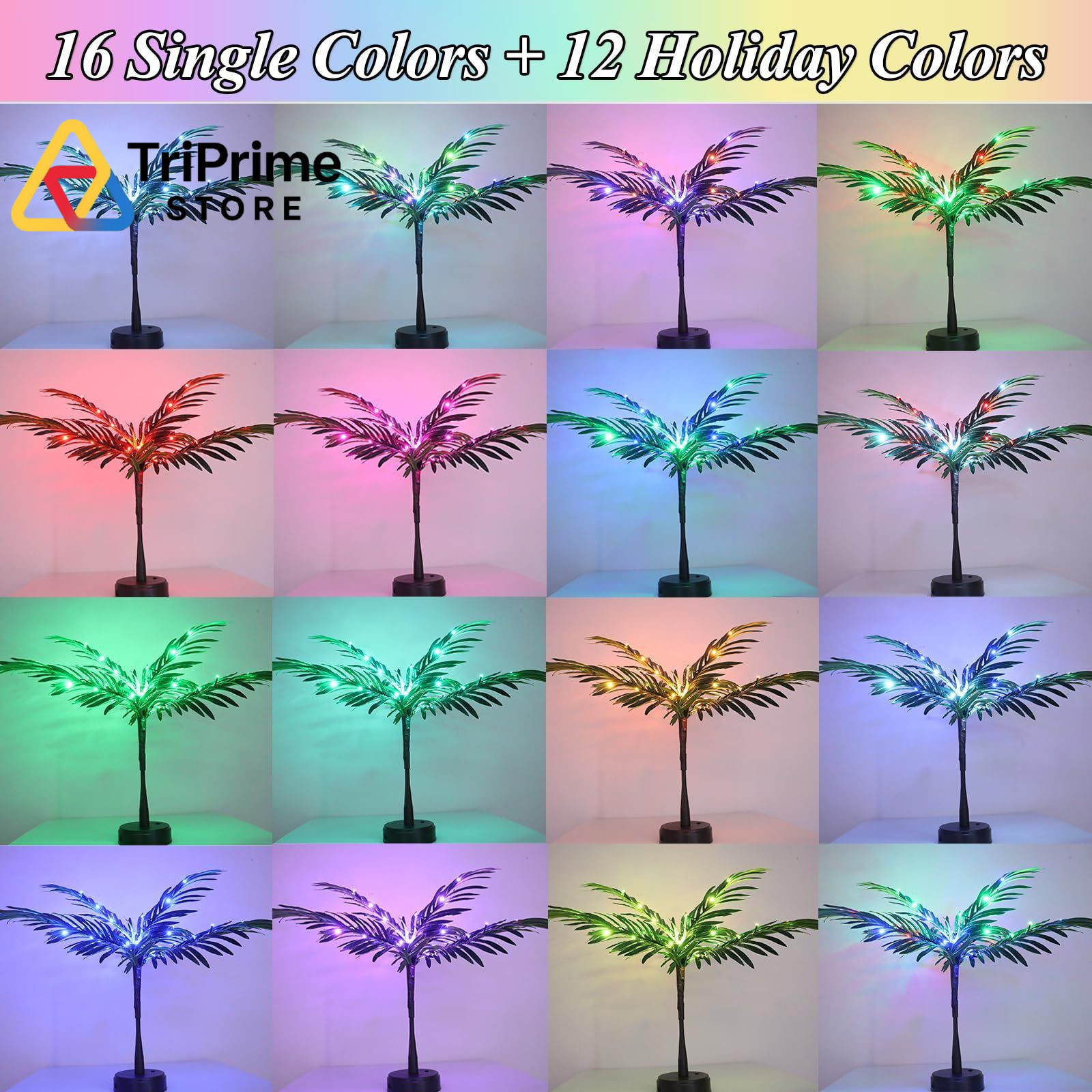 28 Colors Changing Light Up Palm Tree Table Decor, 1ft 1in, Color