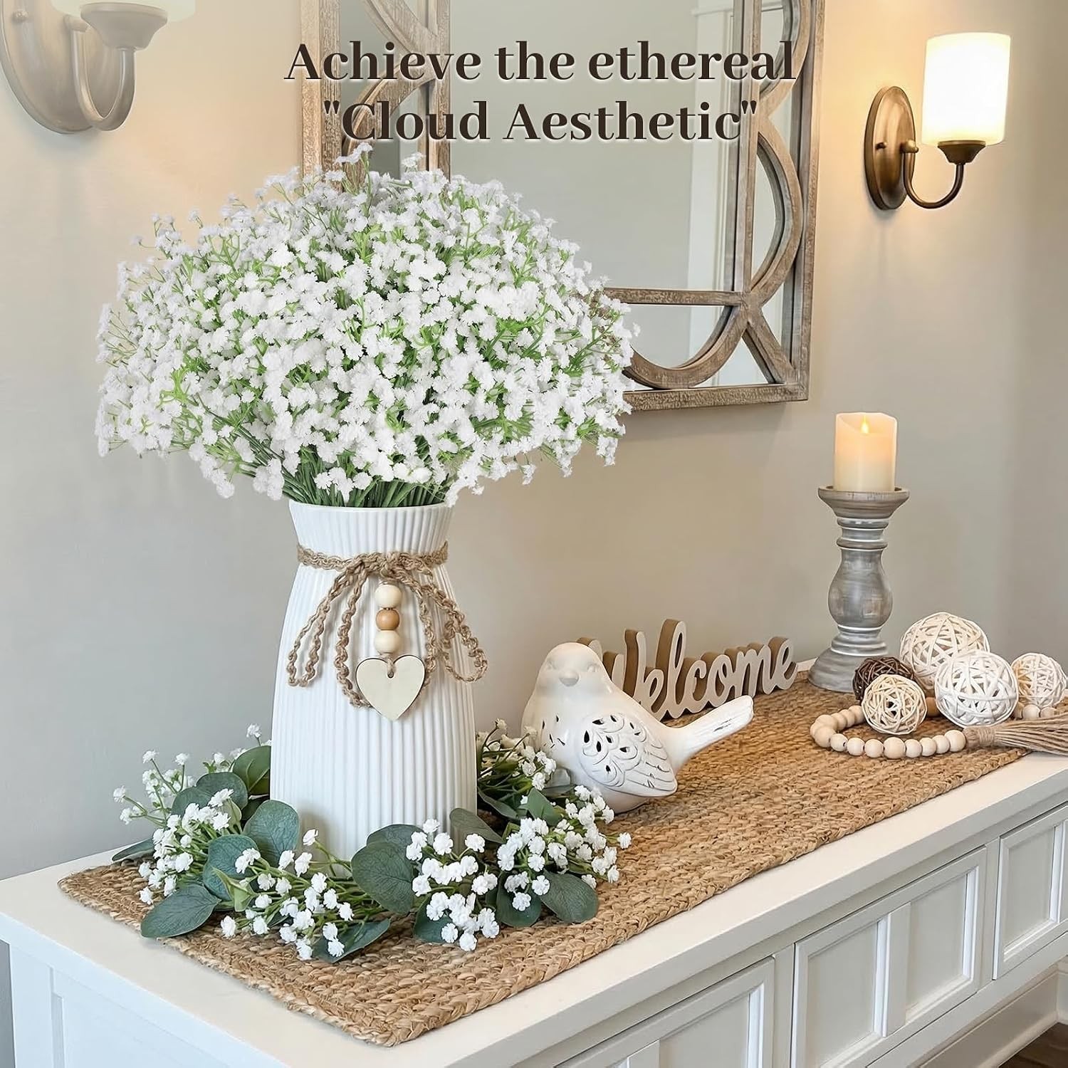 Babys Breath Artificial Flowers, 11PCS 21″ Vase Filler | Gypsophila Bouquet for