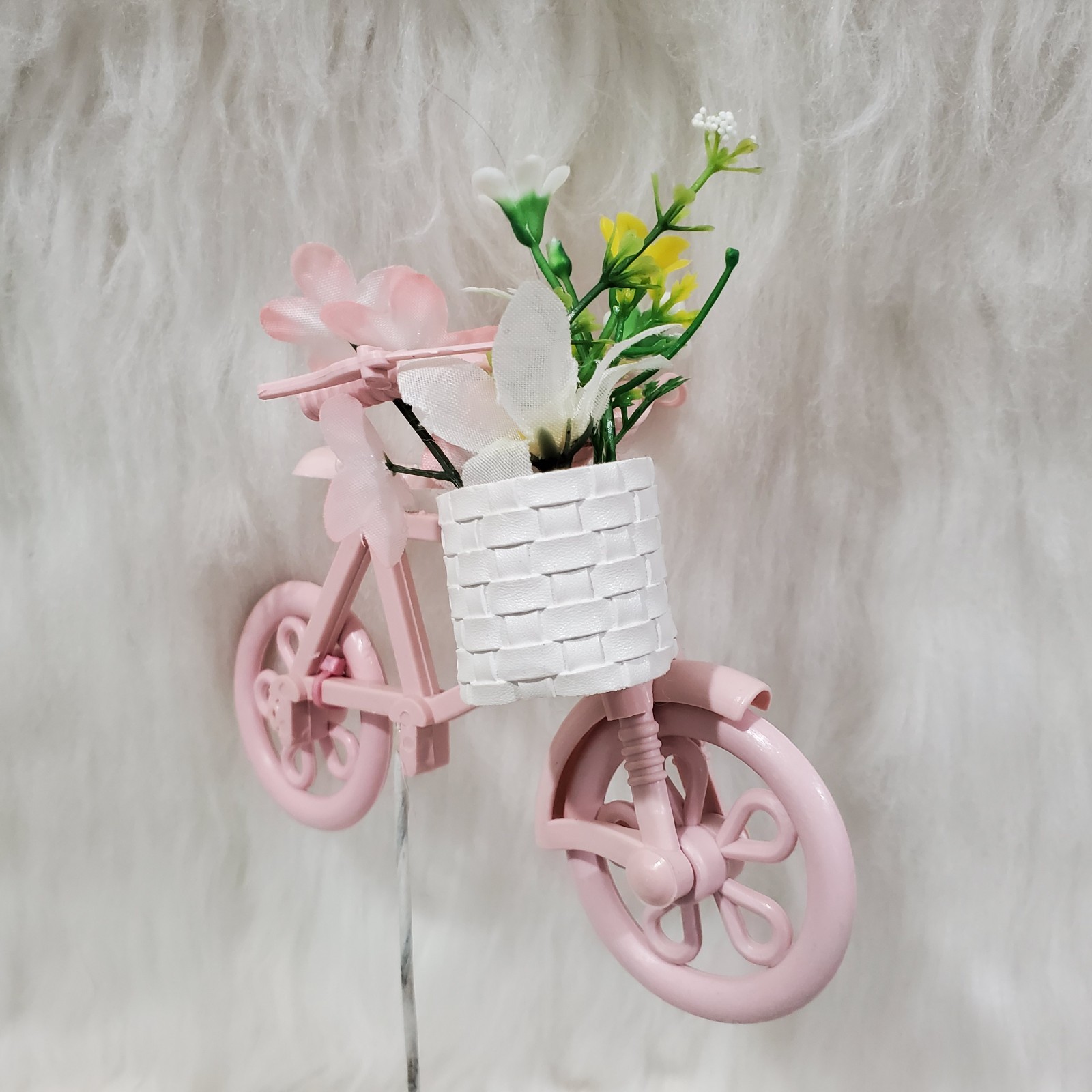 Flower Basket Pink Bicycle Spring Picks Artificial Spring Decor Projects