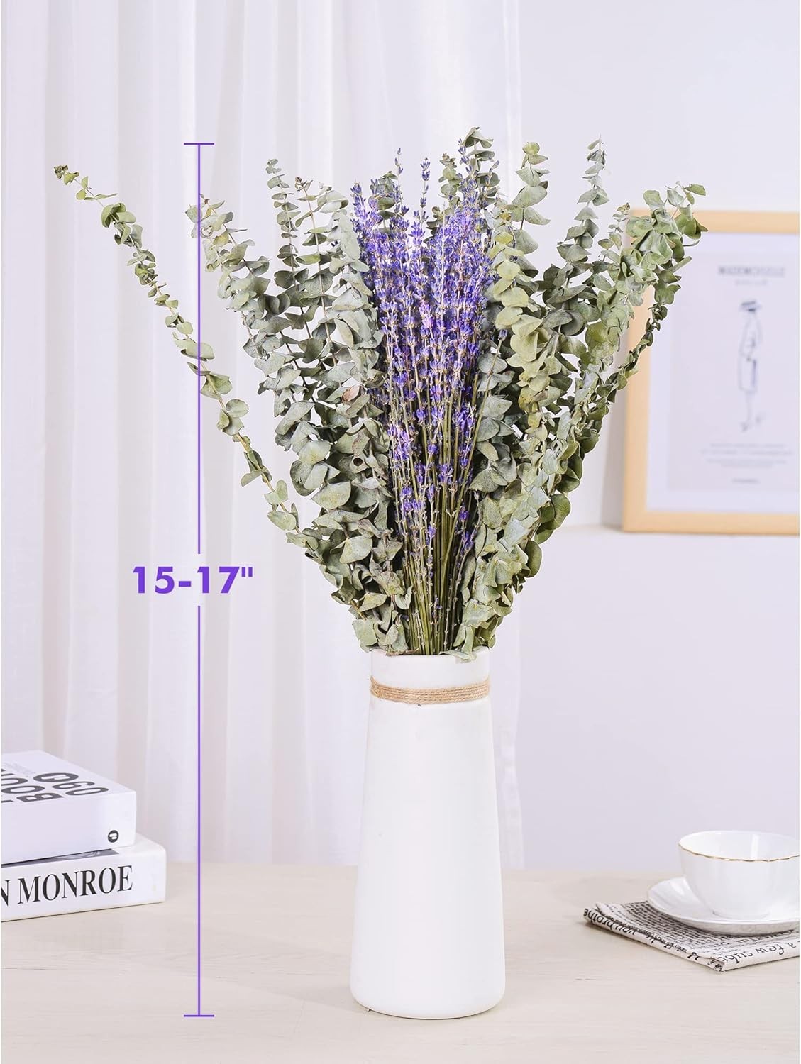 68/120Pcs Real Dried Eucalyptus for Shower & Preserved Lavender Bouquet, 17” Na