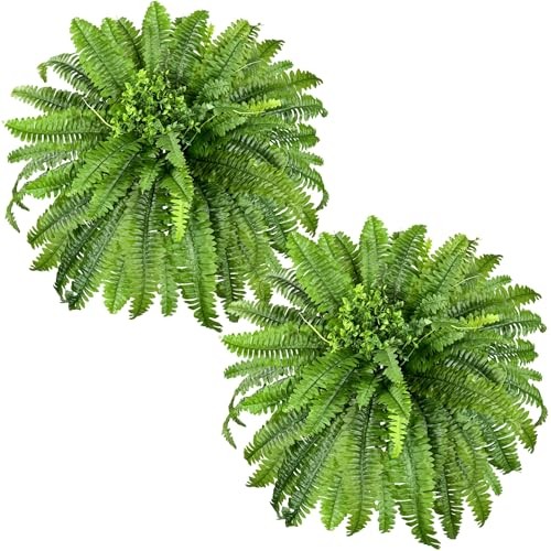 Fake Ferns, Artificial Ferns for Outdoors large, 2 Packs 45in Faux Fern