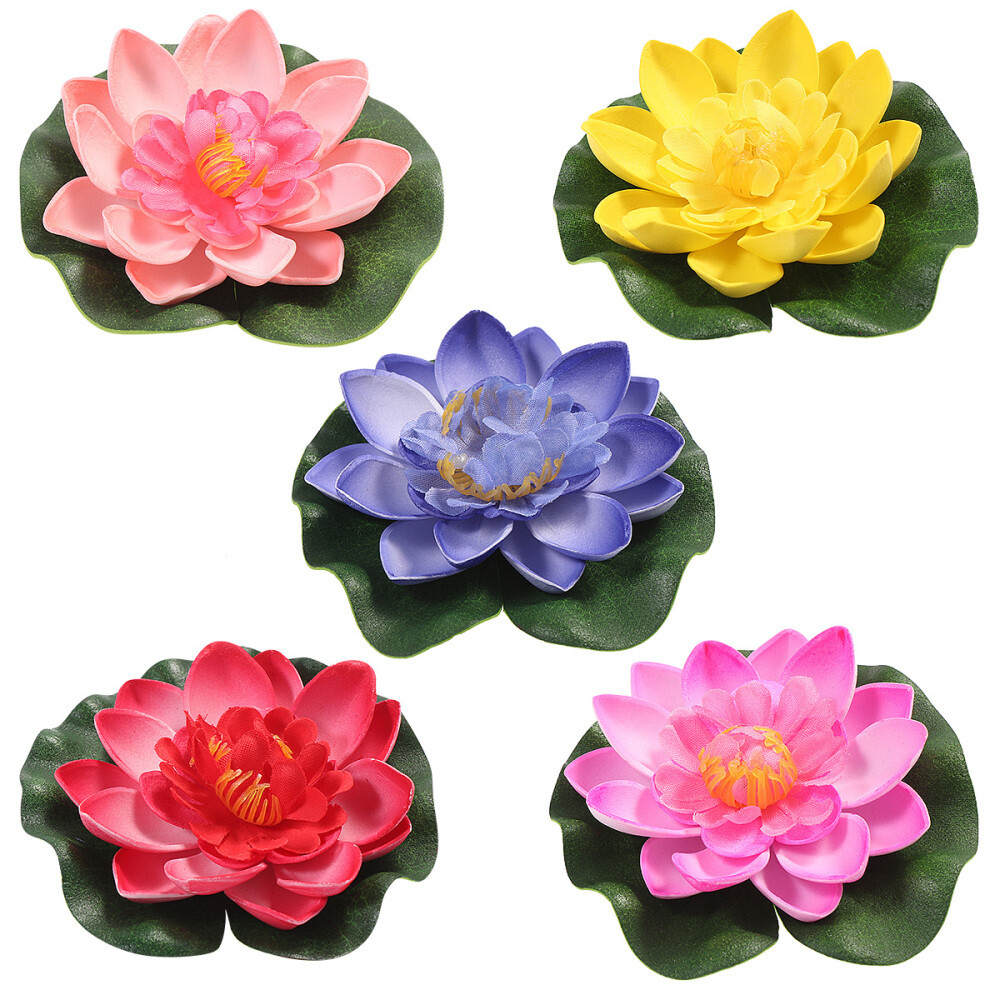 5pcs Pond Artificial Lotus Flower Decor Patio 10cm Floating