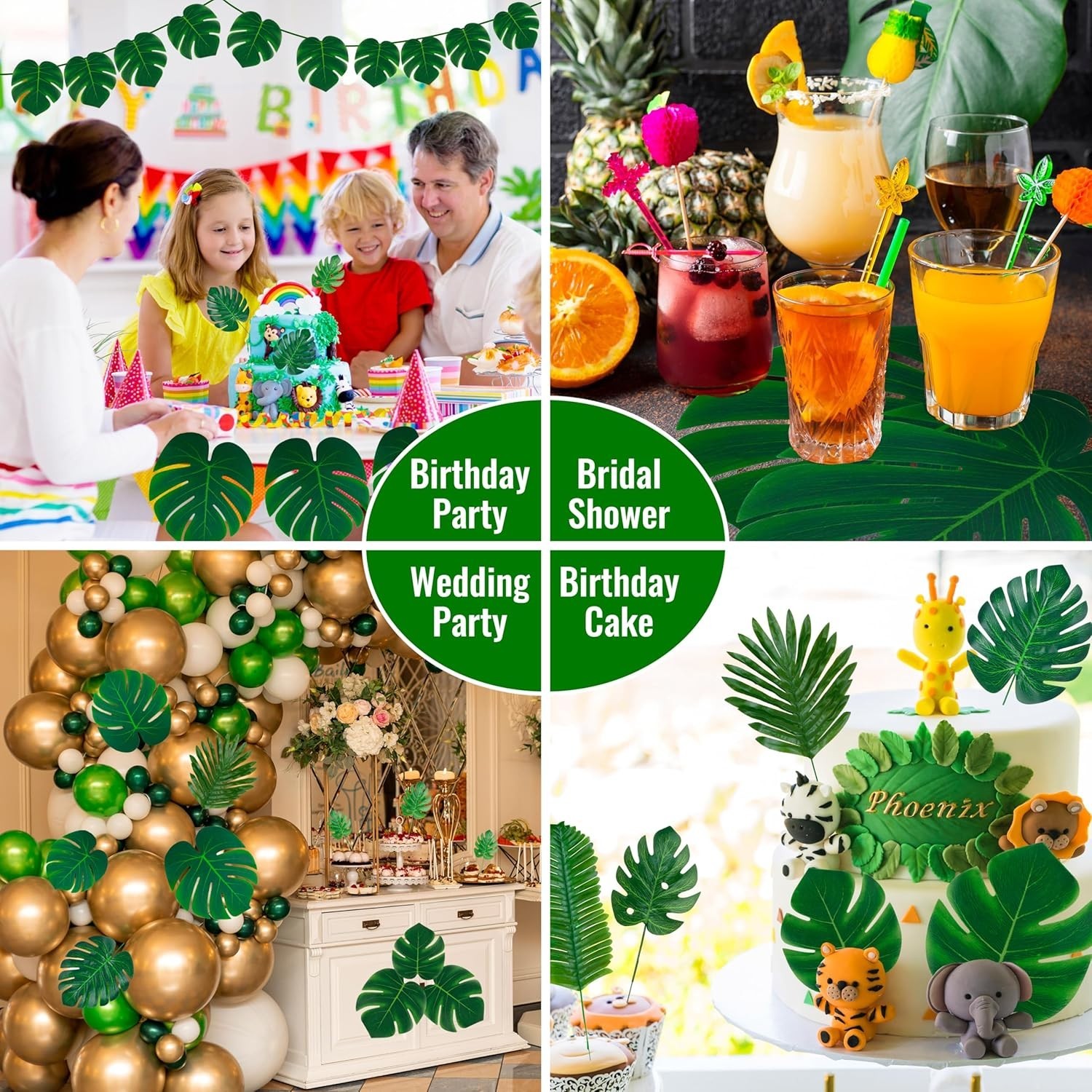 Eco-Friendly 110 Pcs Tropical Palm Leaves – Luau & Jungle Party Essentials