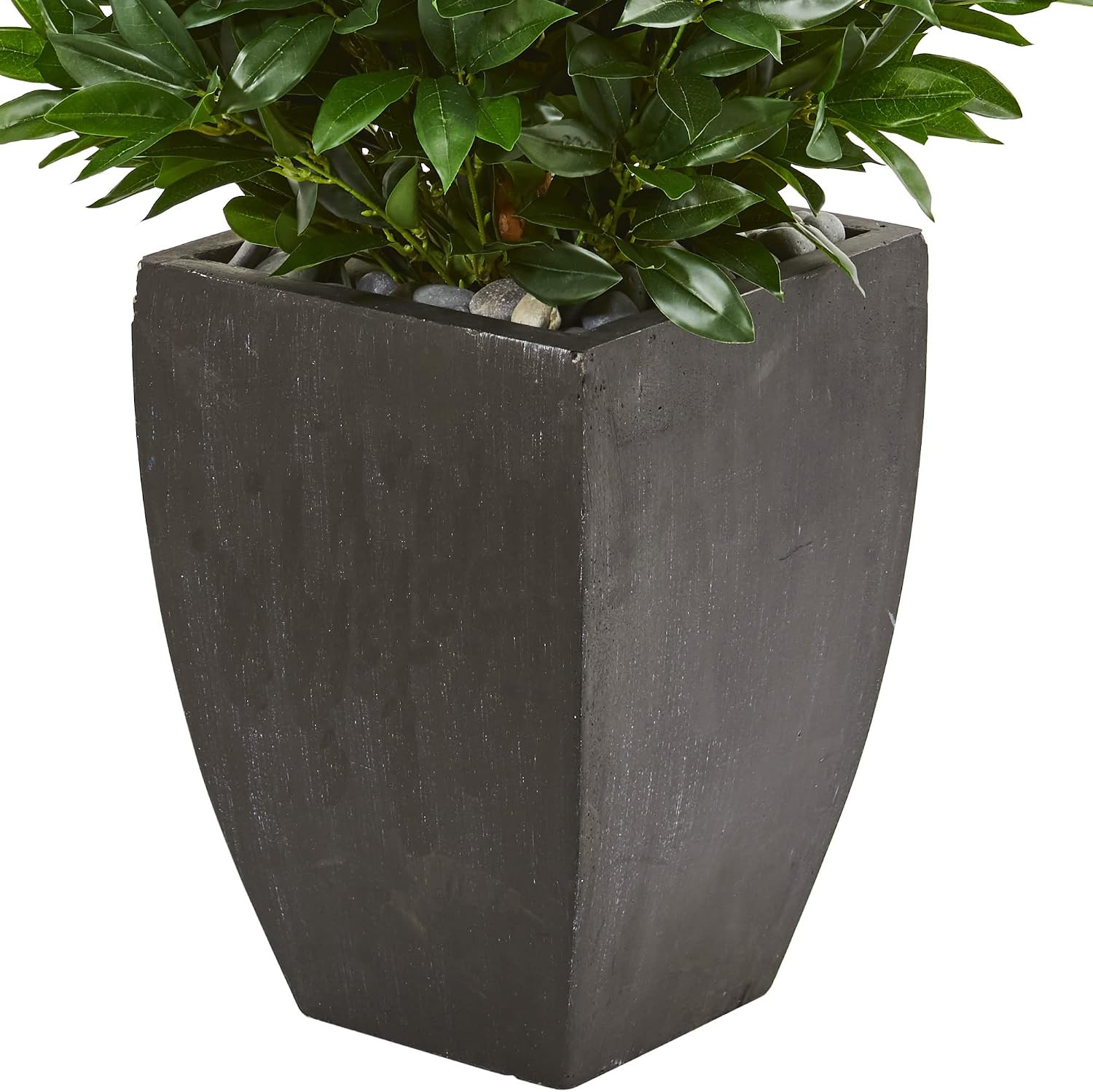 56In. Bay Leaf Cone Topiary Artificial Tree UV Resistant in Black Planter (Indoo