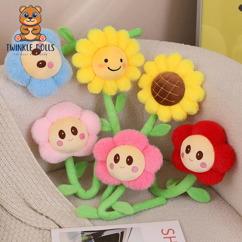 Sunflower Holding Flower Decoration Bouquet Plush Toys Birthday Gift for Girls