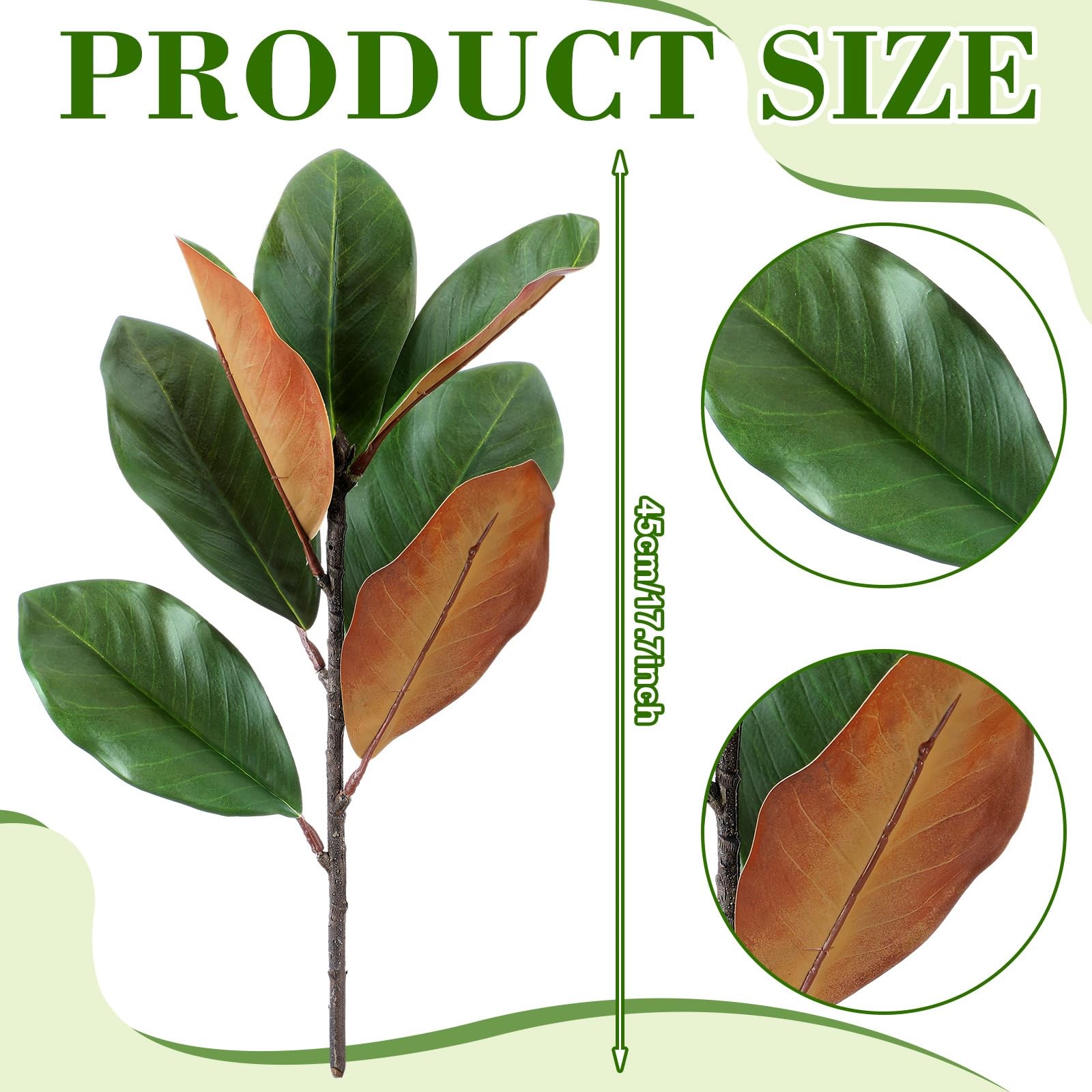 Thiccywoov 6 Pcs Magnolia Artificial Leaves Branches 3D Magnolia Pick Faux St…