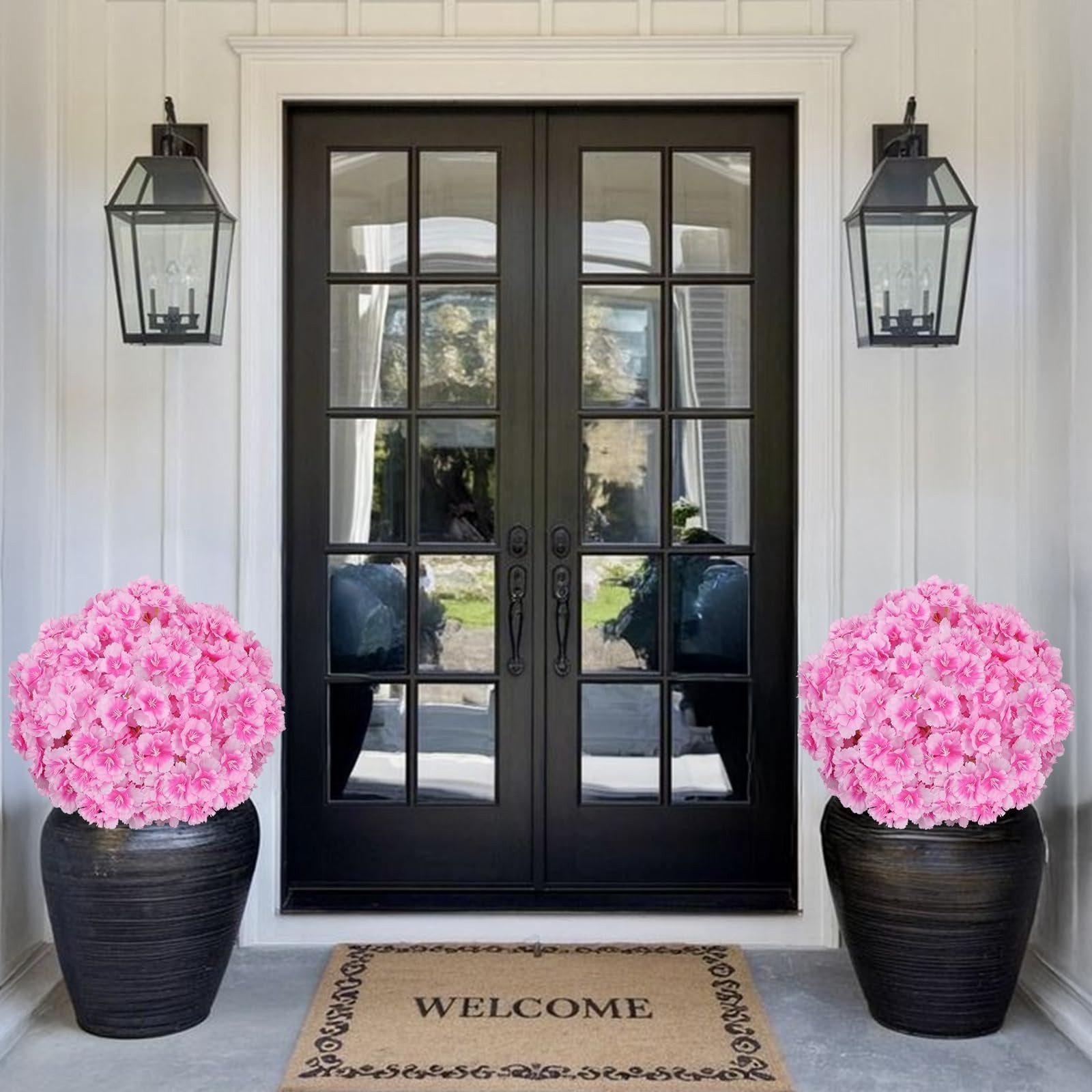 Zythrem Artificial Flowers Bushes for Outdoors Pink Artificial Boxwood Topiar…